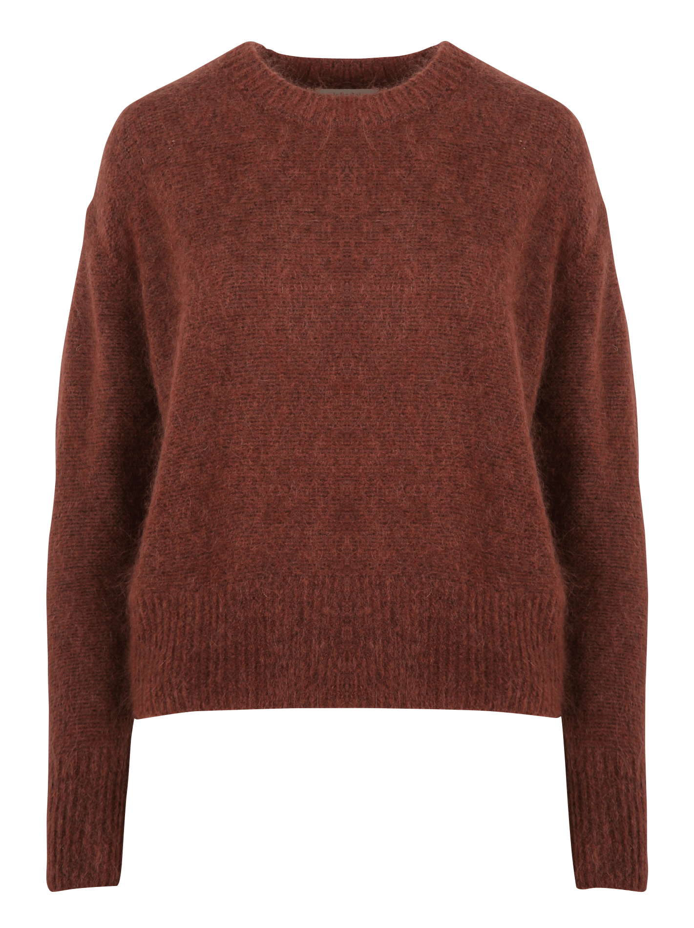 Straight fit round neck sweater in mohair and wool blend JC SOPHIE Brown