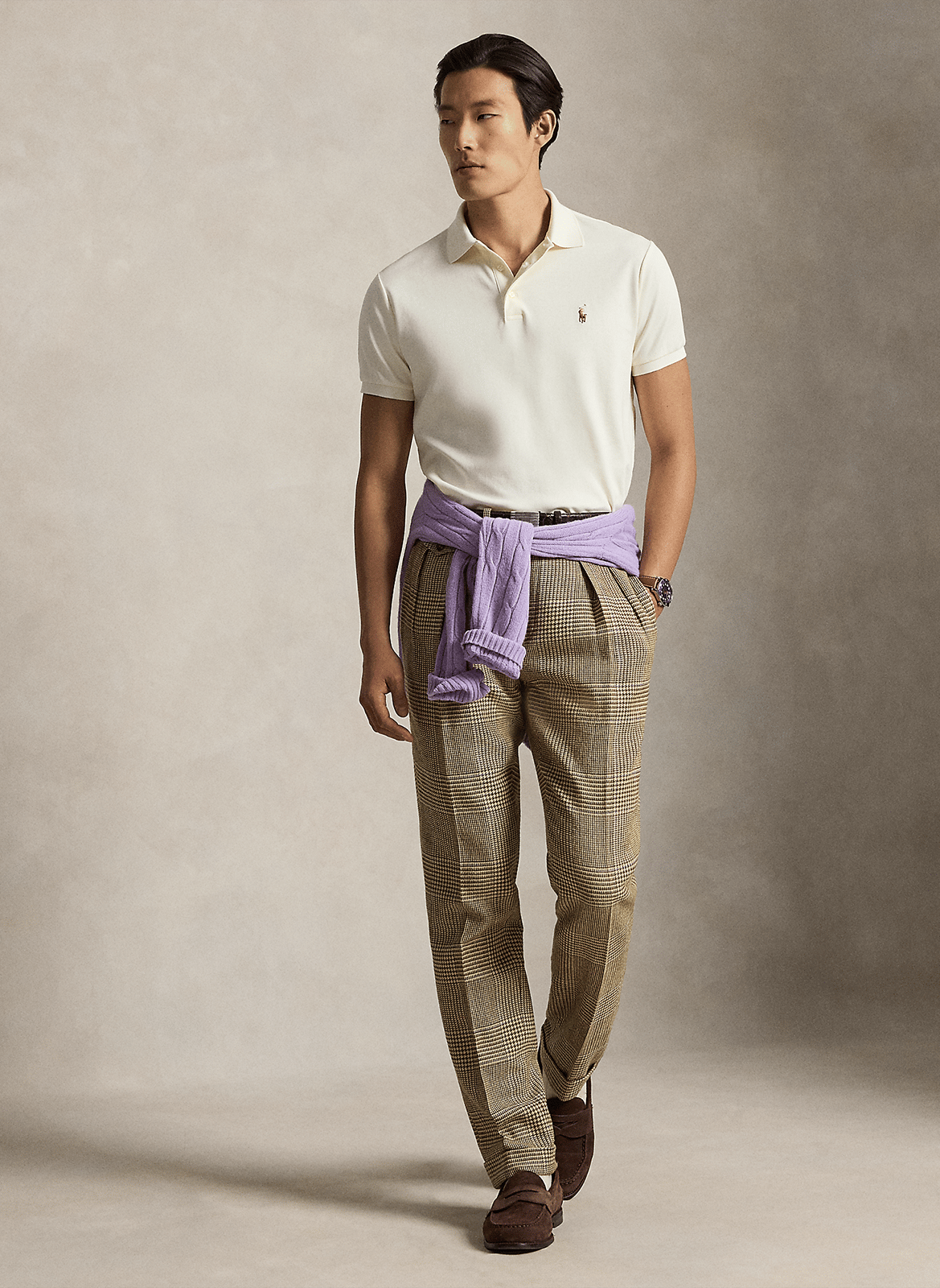 Baumwoll-Poloshirt - tailliert, kurzärmlig POLO RALPH LAUREN Beige