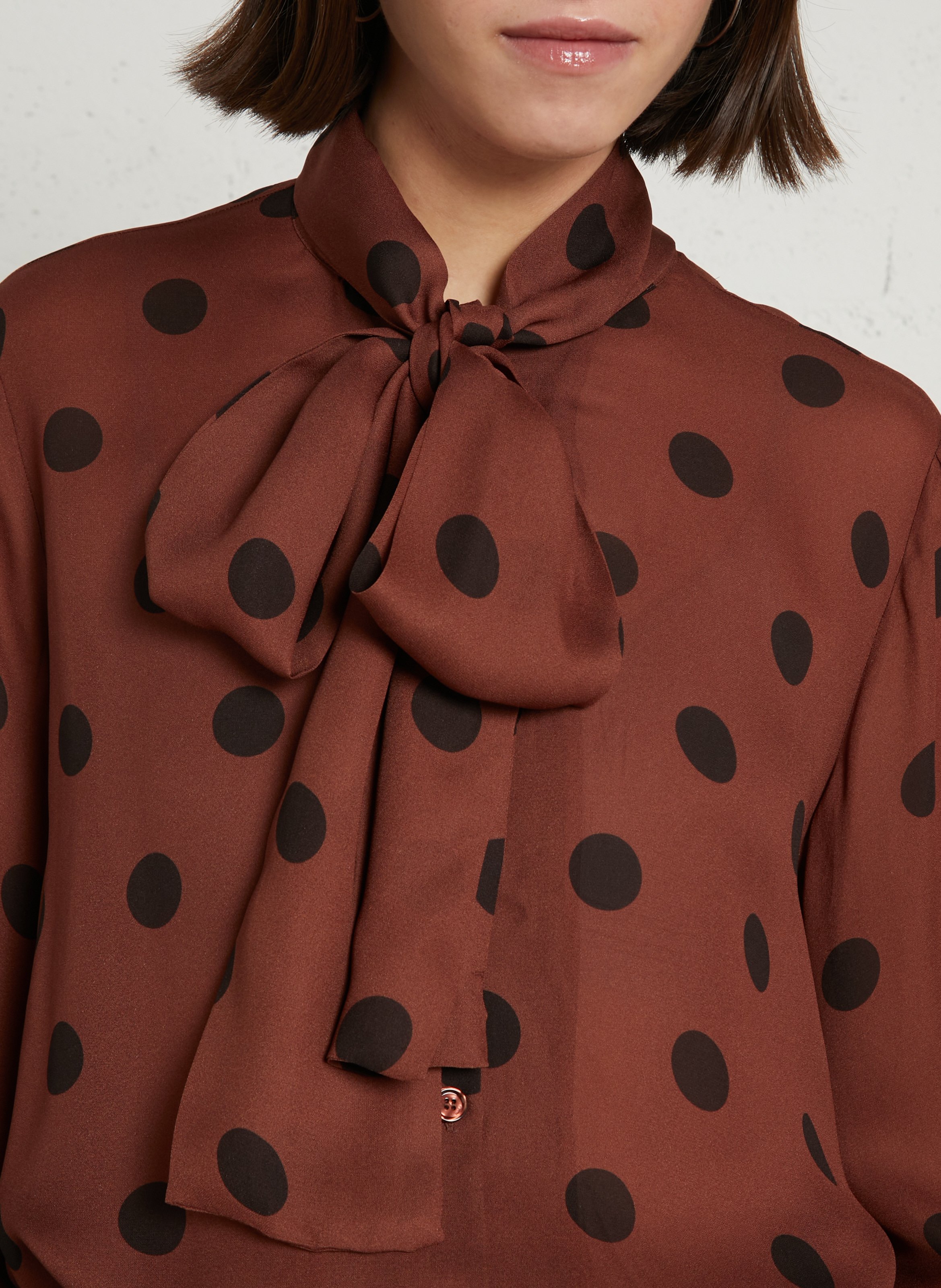 Loose-fitting blouse with pattern DES PETITS HAUTS Brown