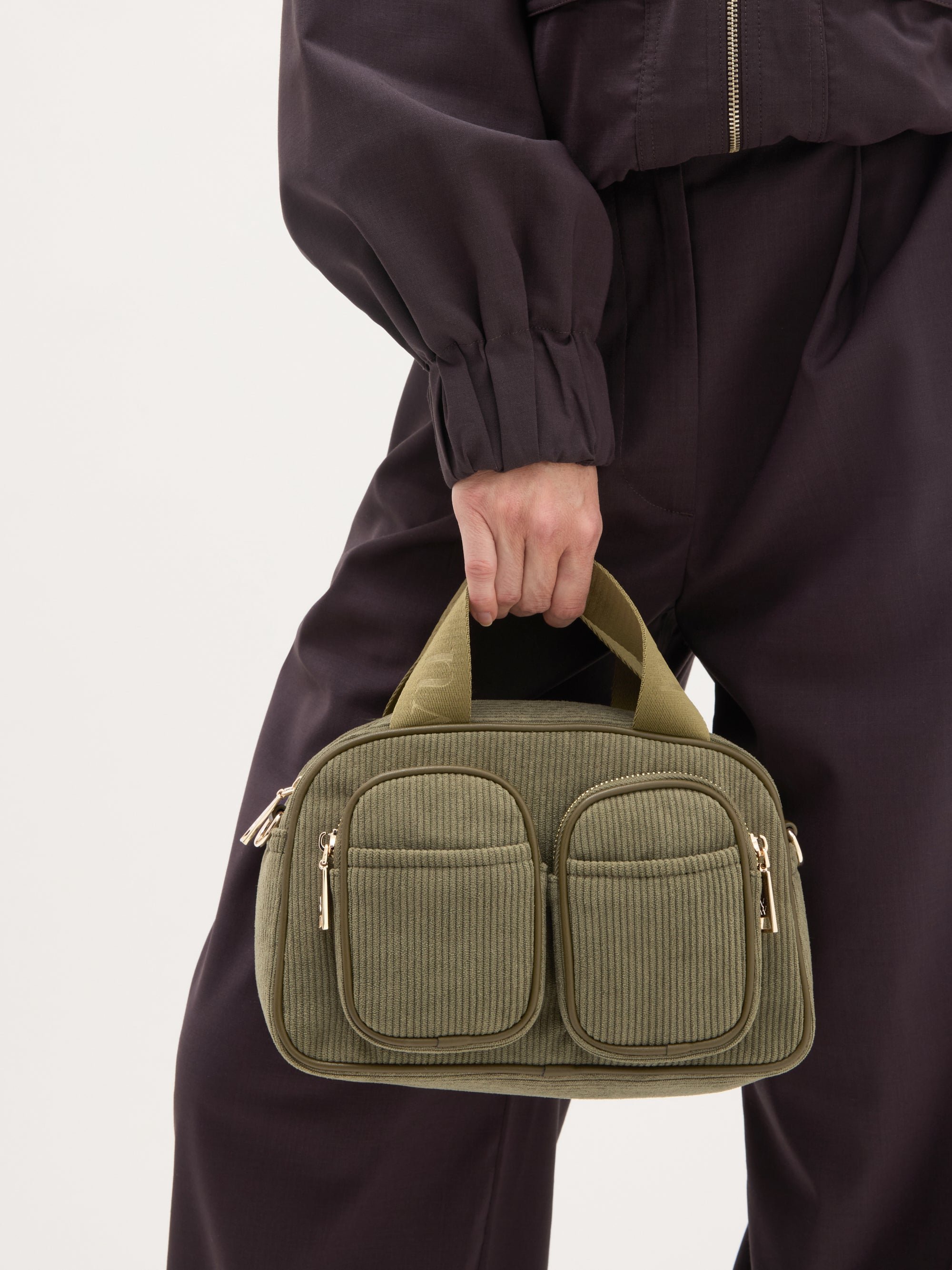 Mini bowling bag with shoulder strap | Khaki VANESSA WU Women
