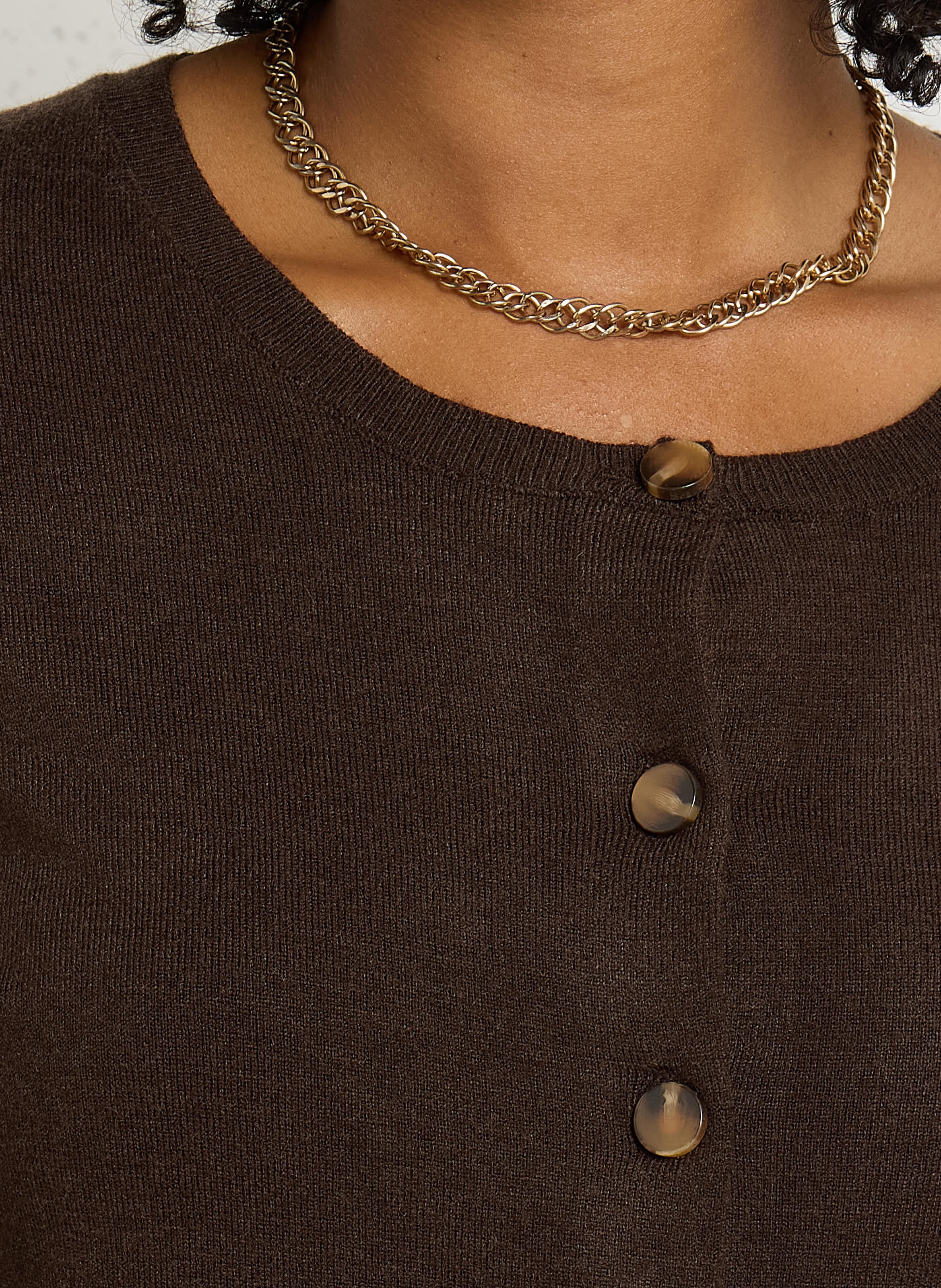 Straight cotton-blend sweater with round neck LA PETITE ETOILE Brown