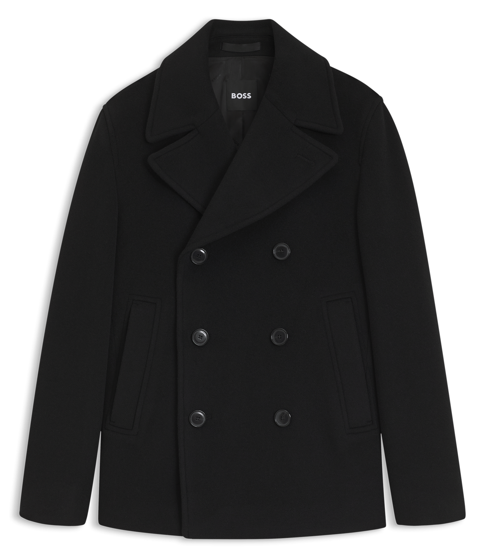 Cross-over wool mix coat BOSS Black