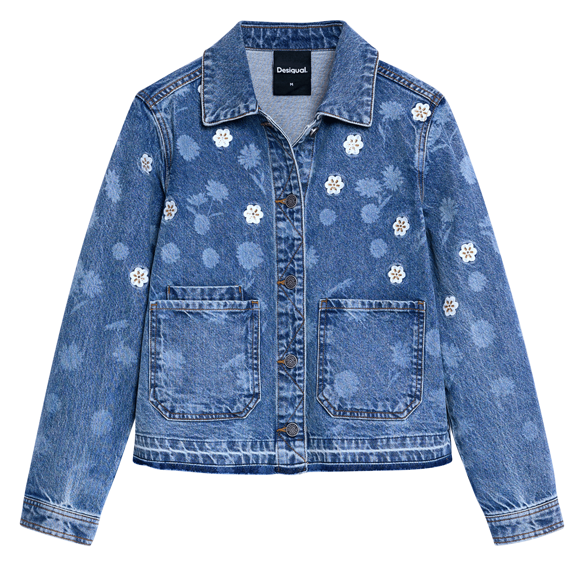 Veste col classique en denim de coton DESIGUAL Bleu