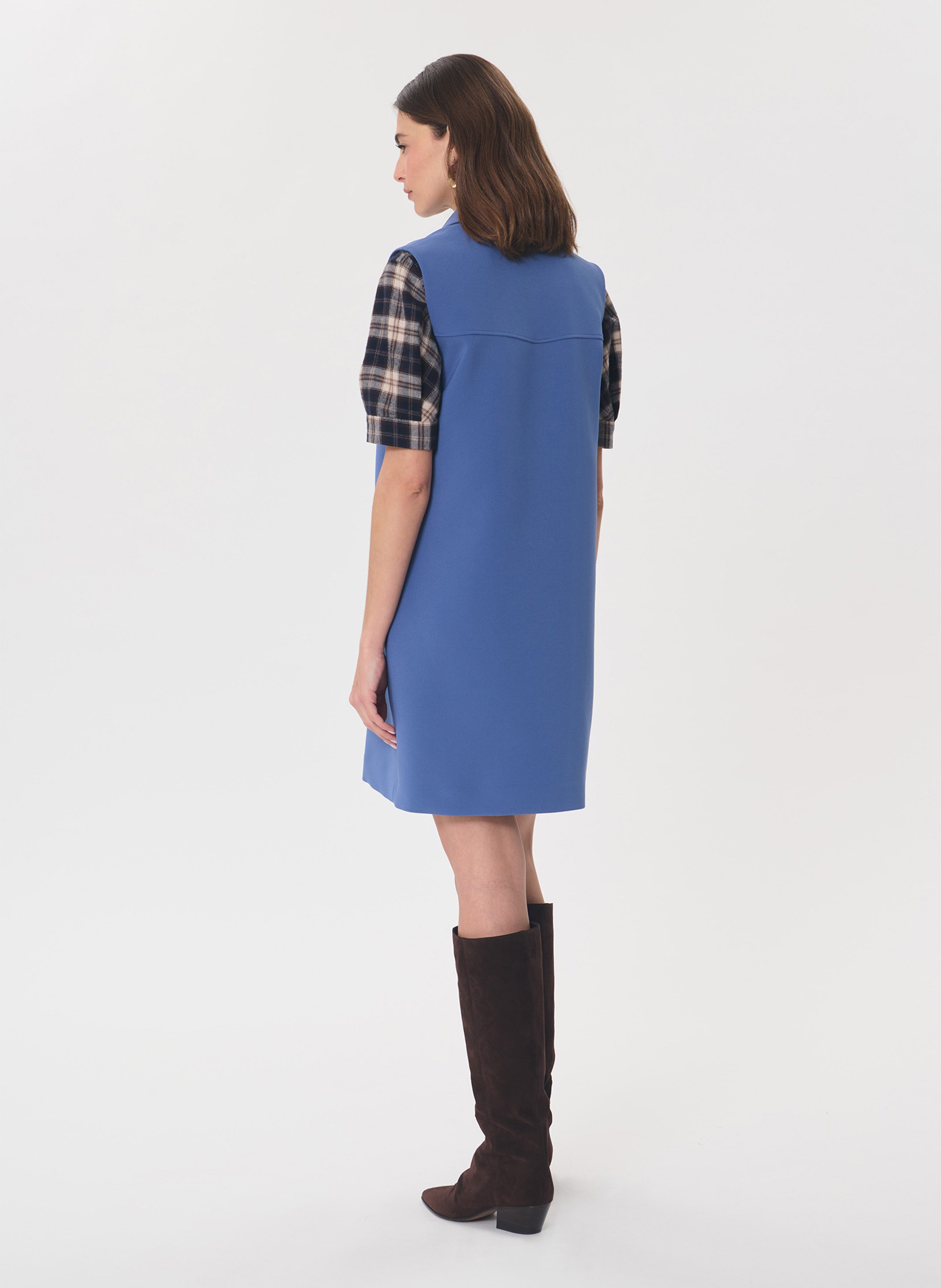 Kurzes unifarbenes A-Linien-Kleid TARA JARMON Blau