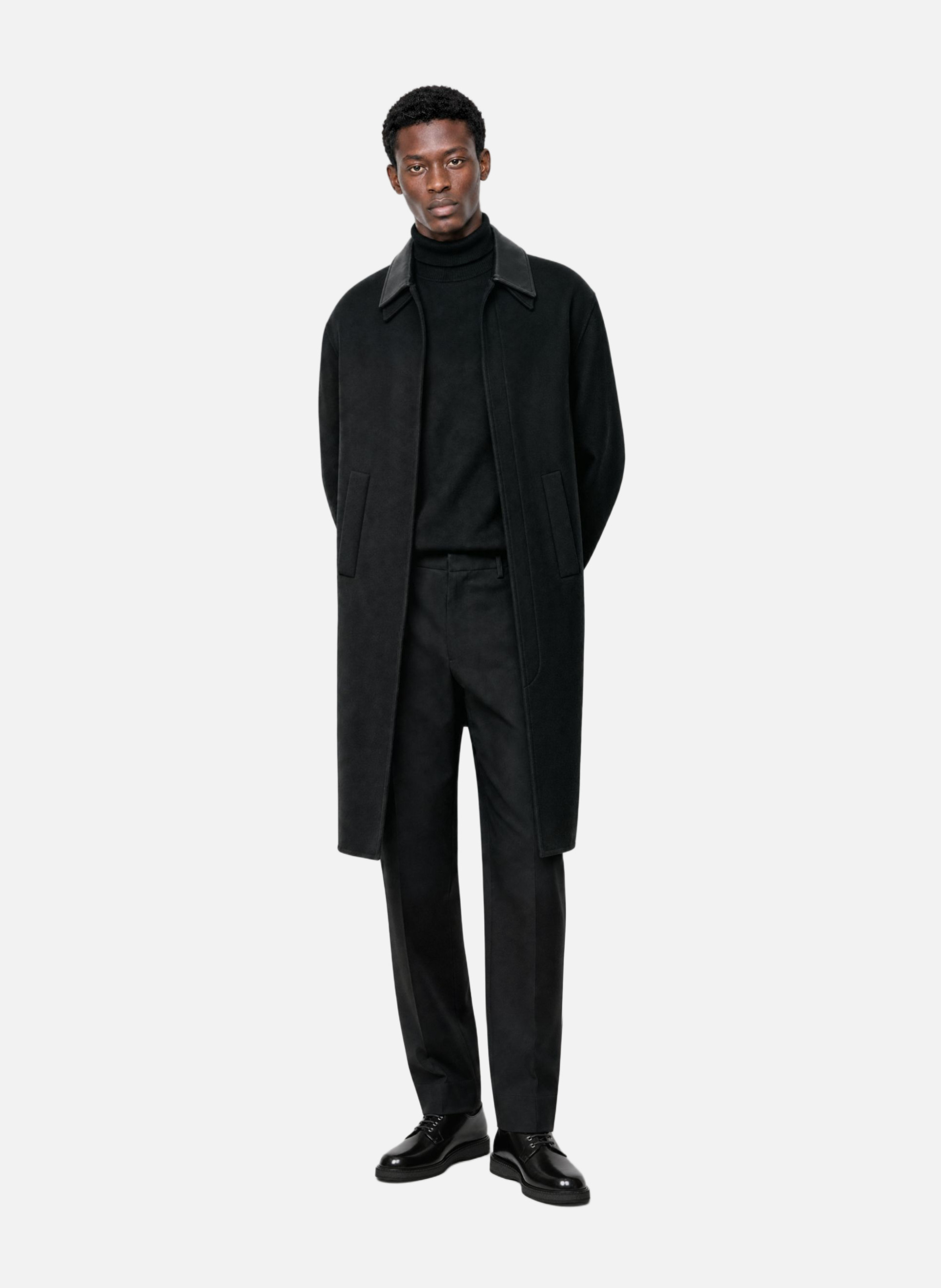 Leather-collar coat THE KOOPLES Black