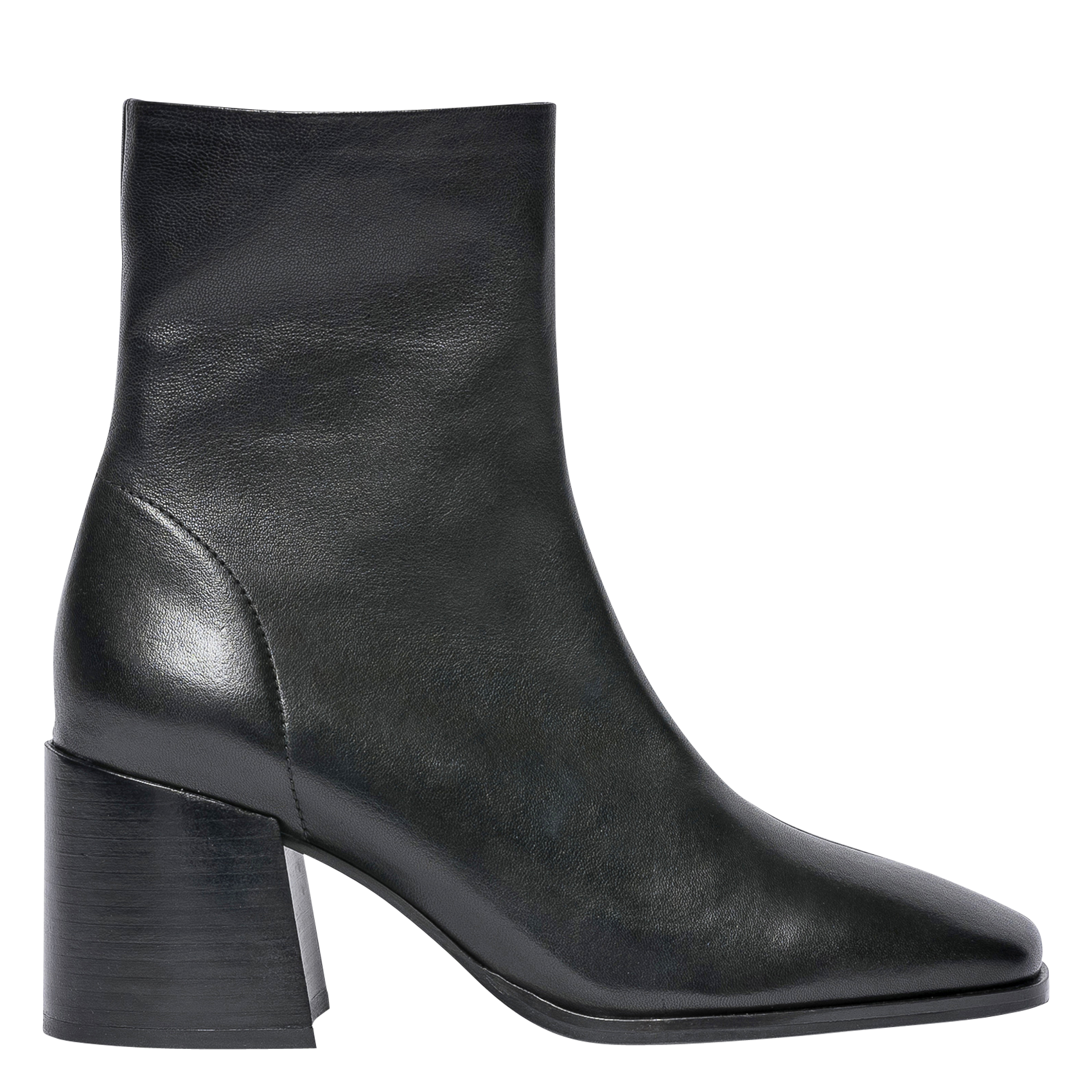 Boots en cuir lisse noir avec large talon BOCAGE Noir