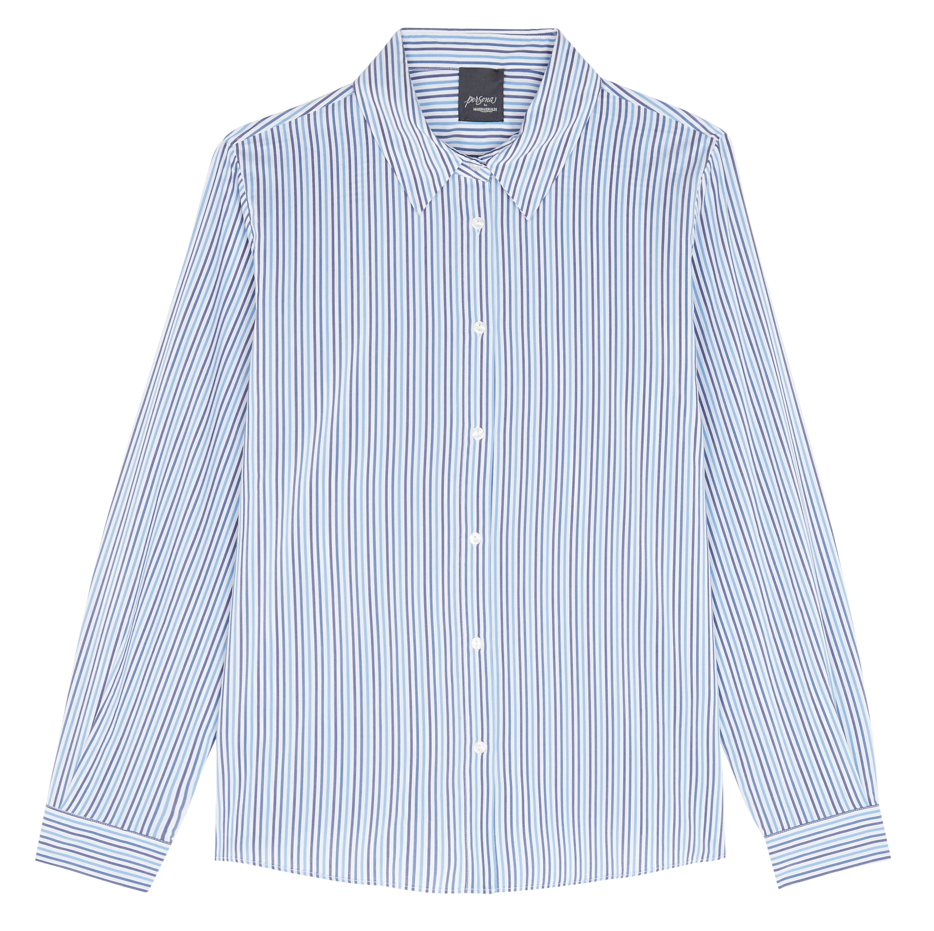 Chemise droite col classique rayée en coton mélangé PERSONA by Marina Rinaldi Blanc