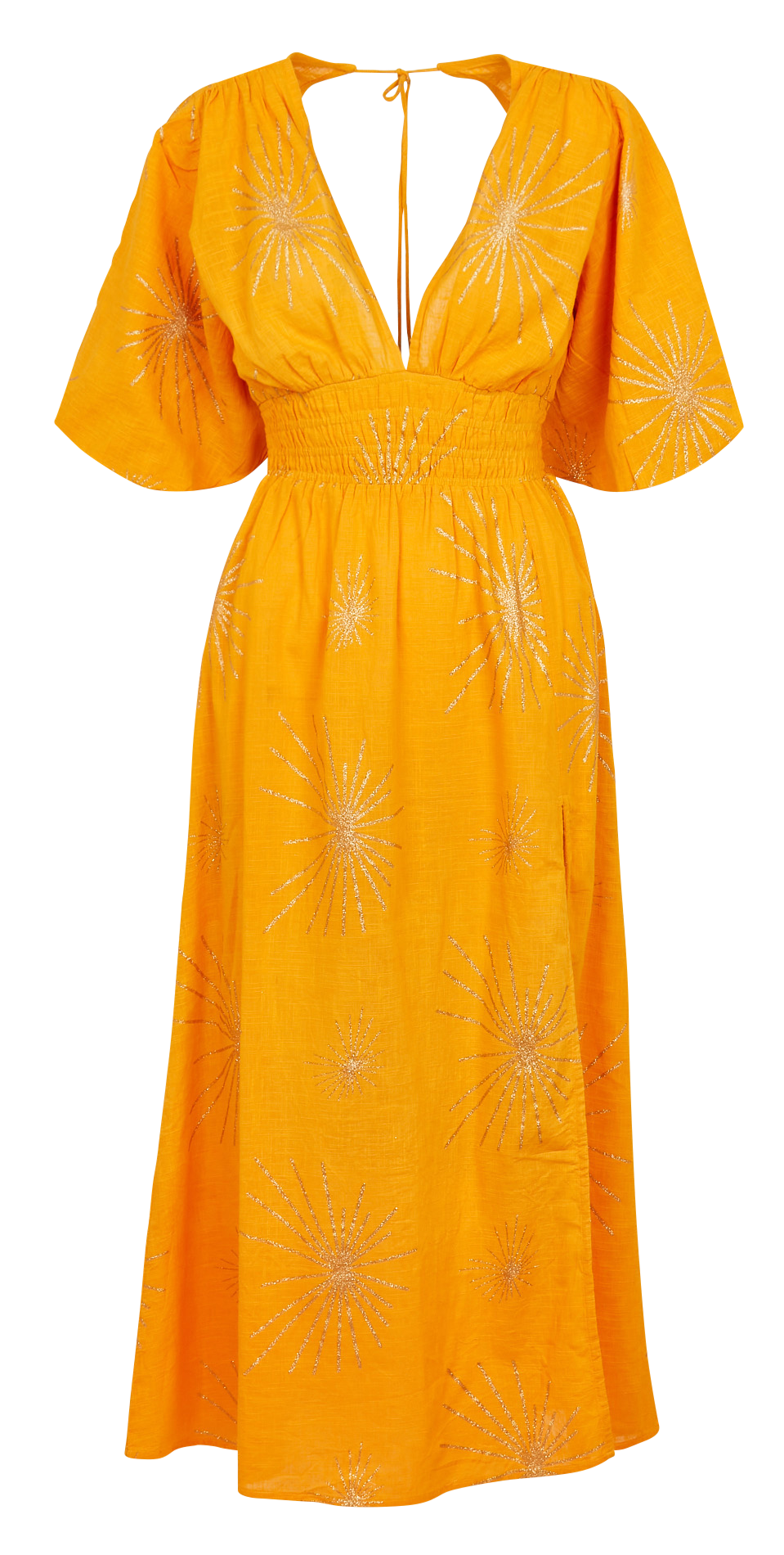 Robe longue encolure V en coton métallisé SUNDRESS Orange