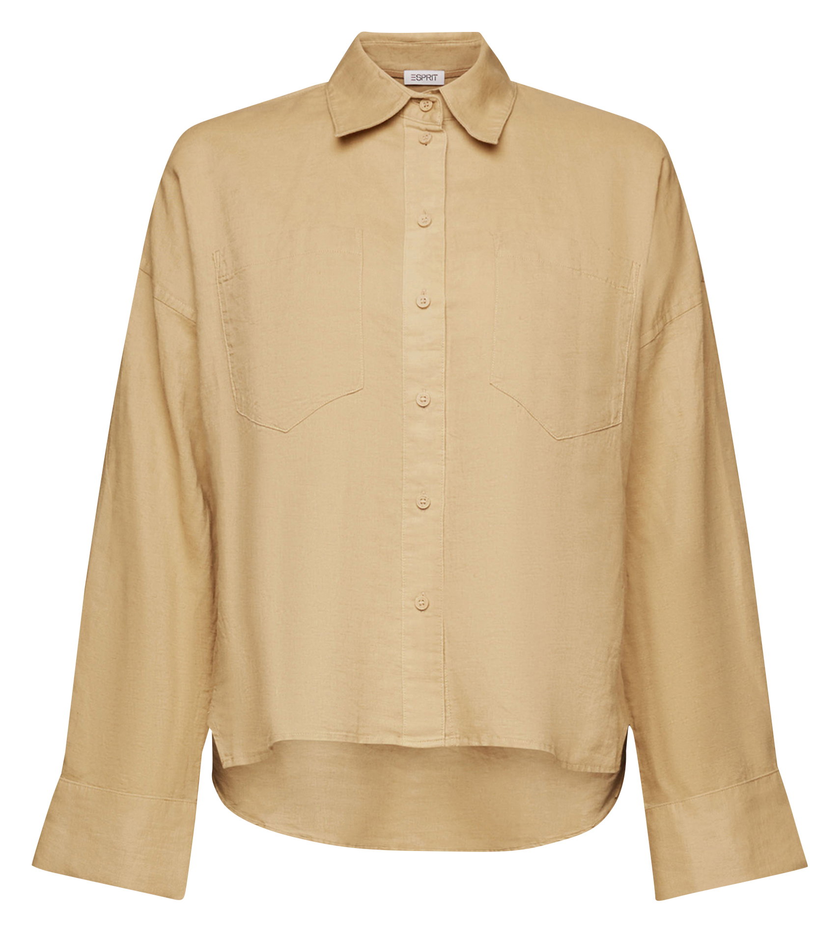 Chemise col classique en lin mélangé coton ESPRIT Beige