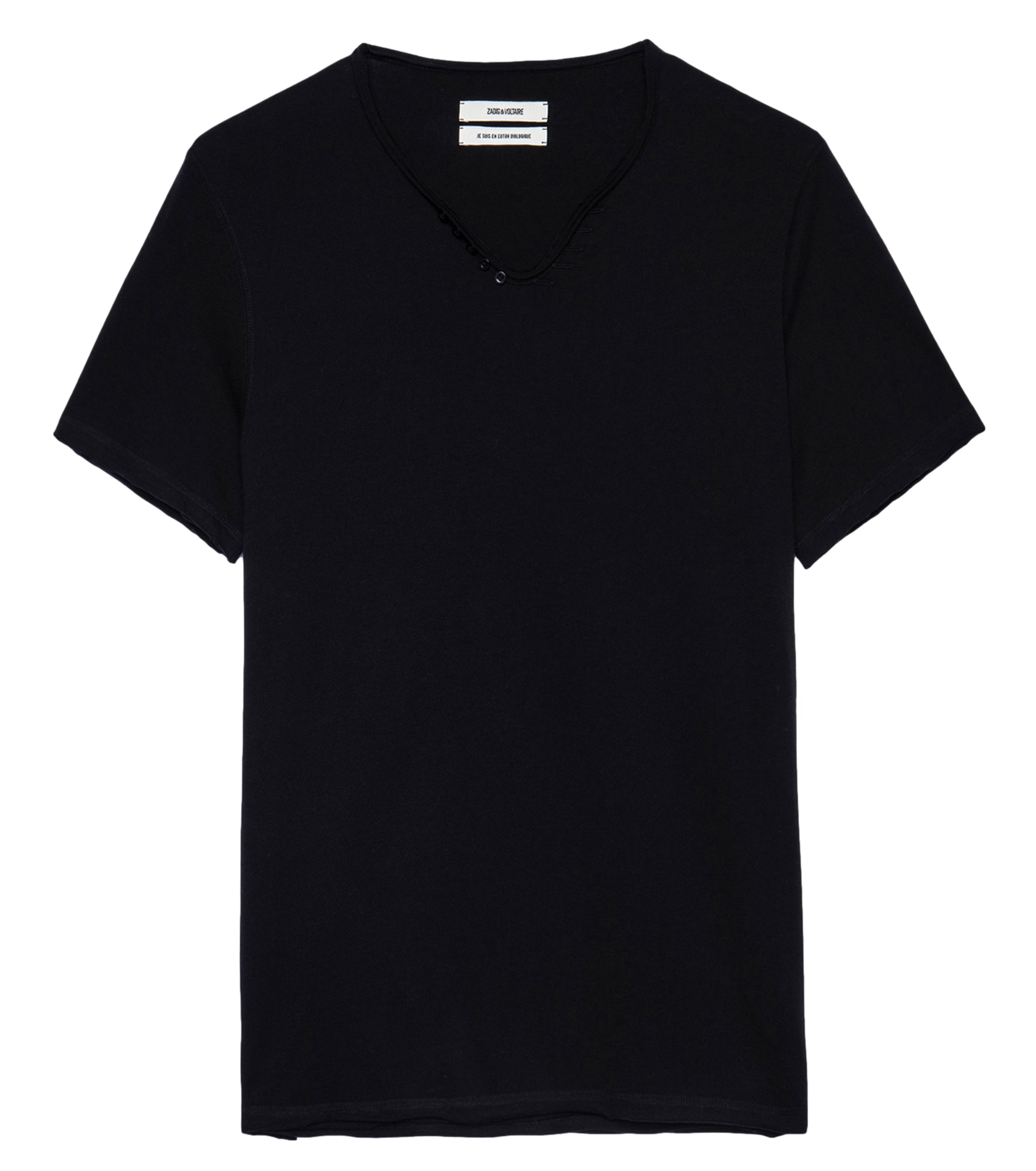 Henley-T-Shirt aus Baumwolle, Regular Fit MONASTIR Noir