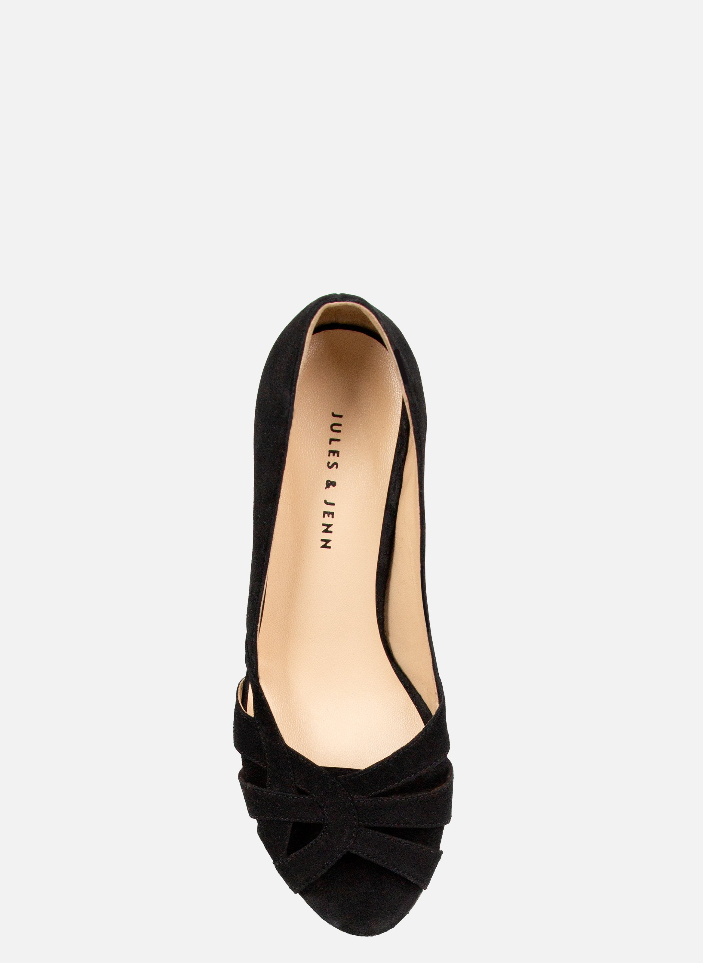 Suede Leather Cutout Pumps JULES & JENN Black