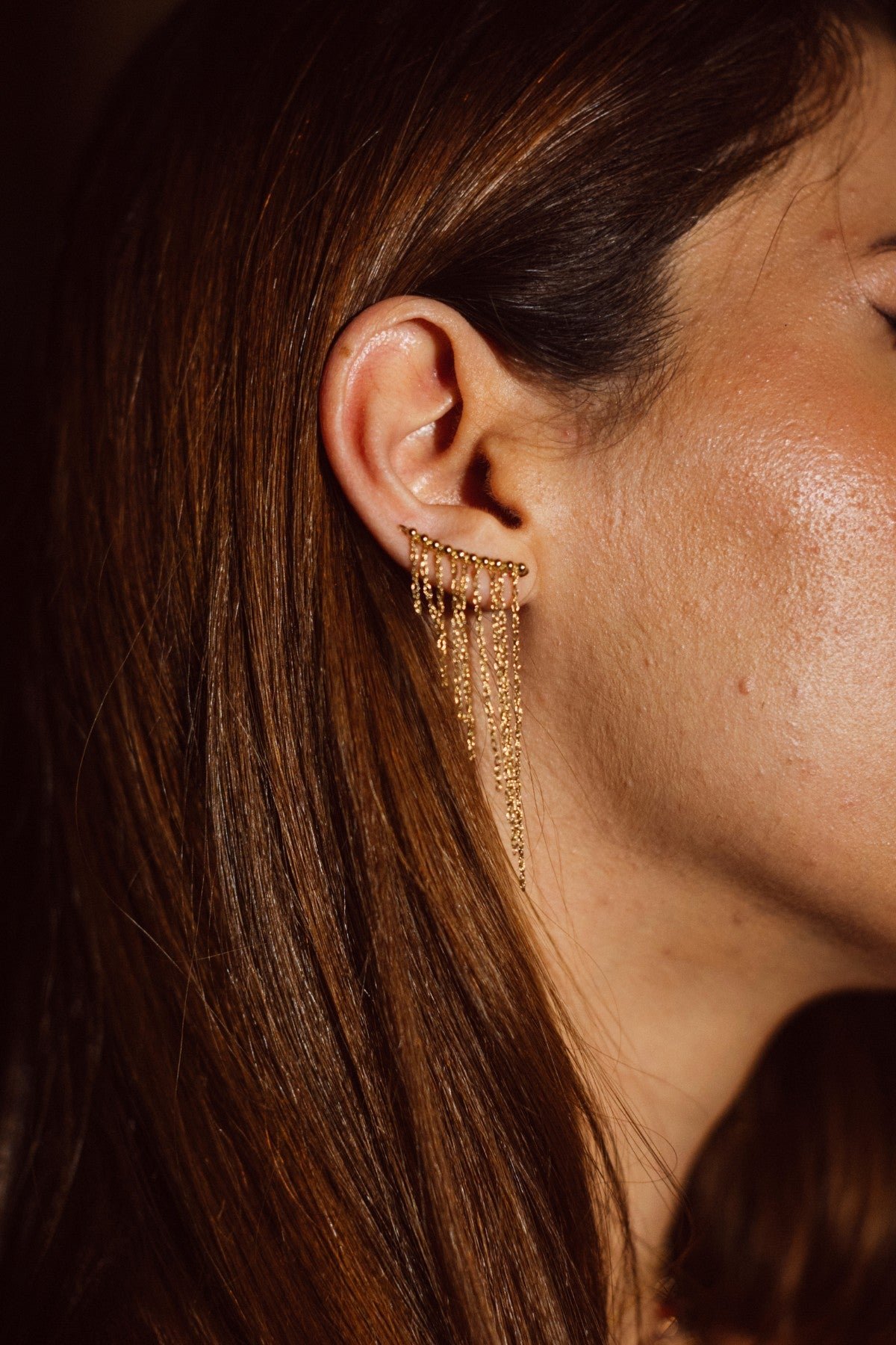 Large fringe ear climber YAY Golden