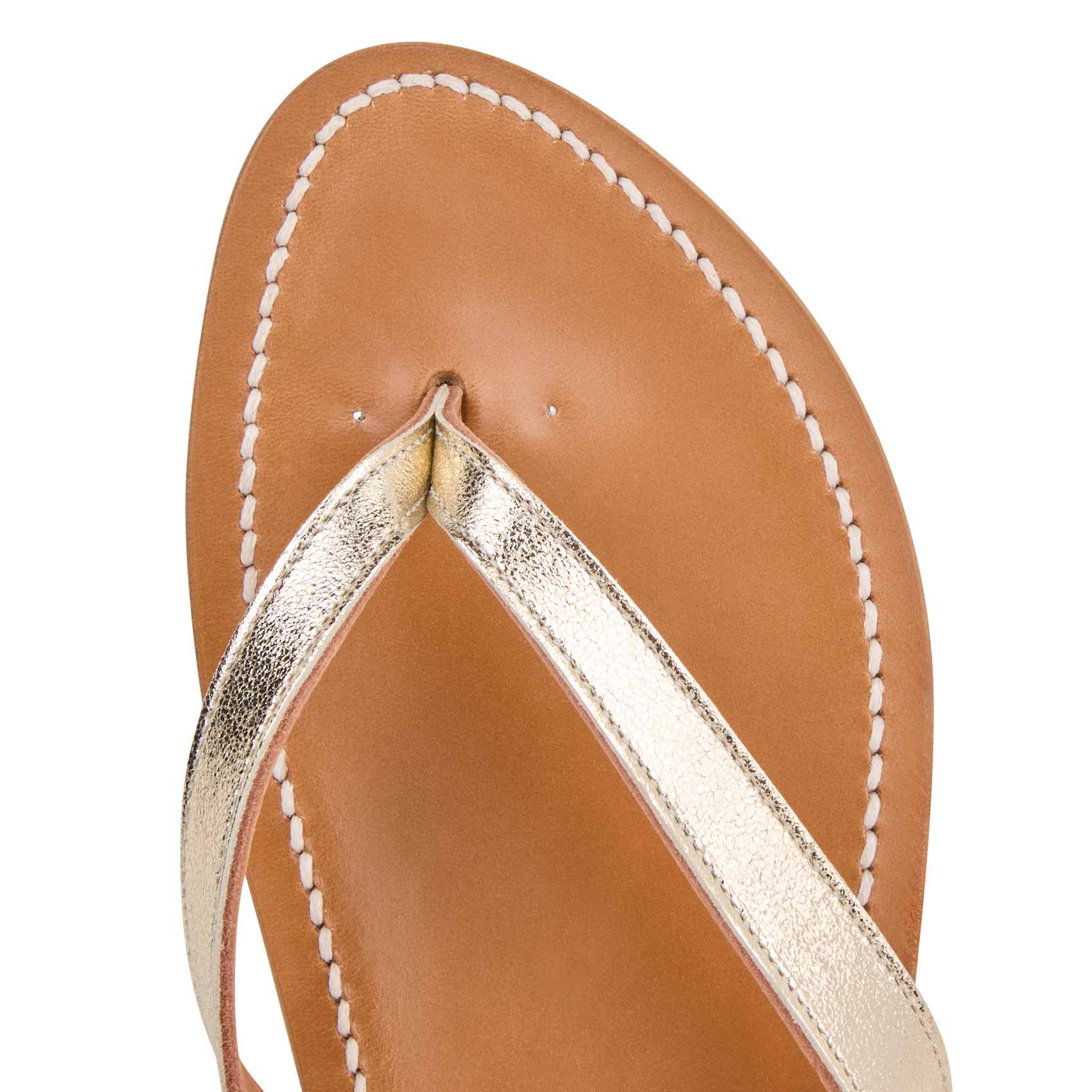 Tongs à paillettes en cuir K JACQUES Doré