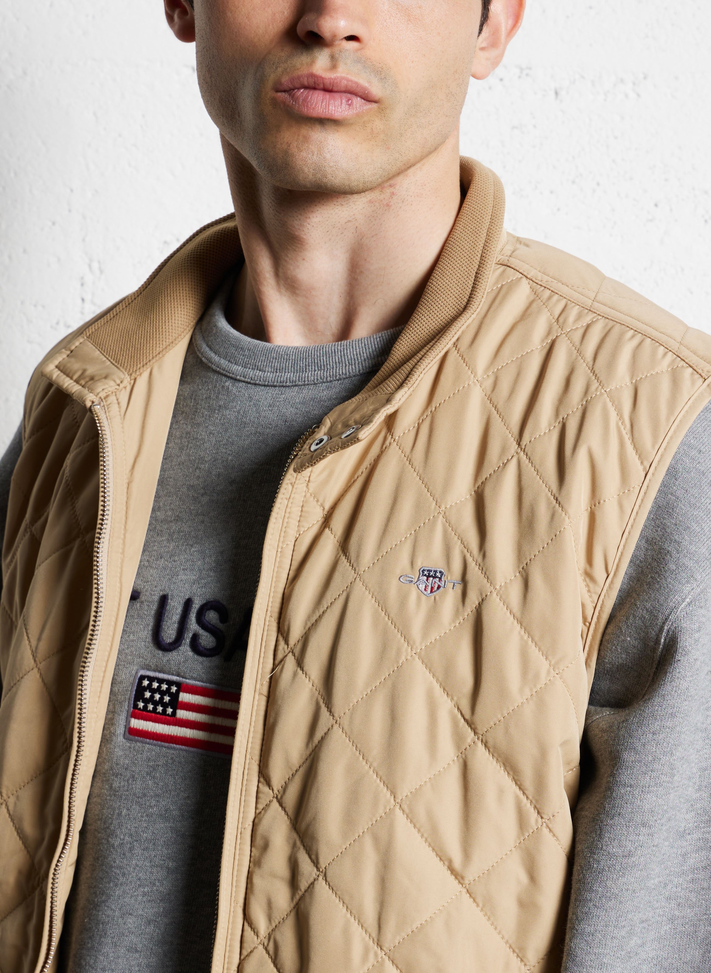 Quilted straight jacket with high collar GANT Khaki