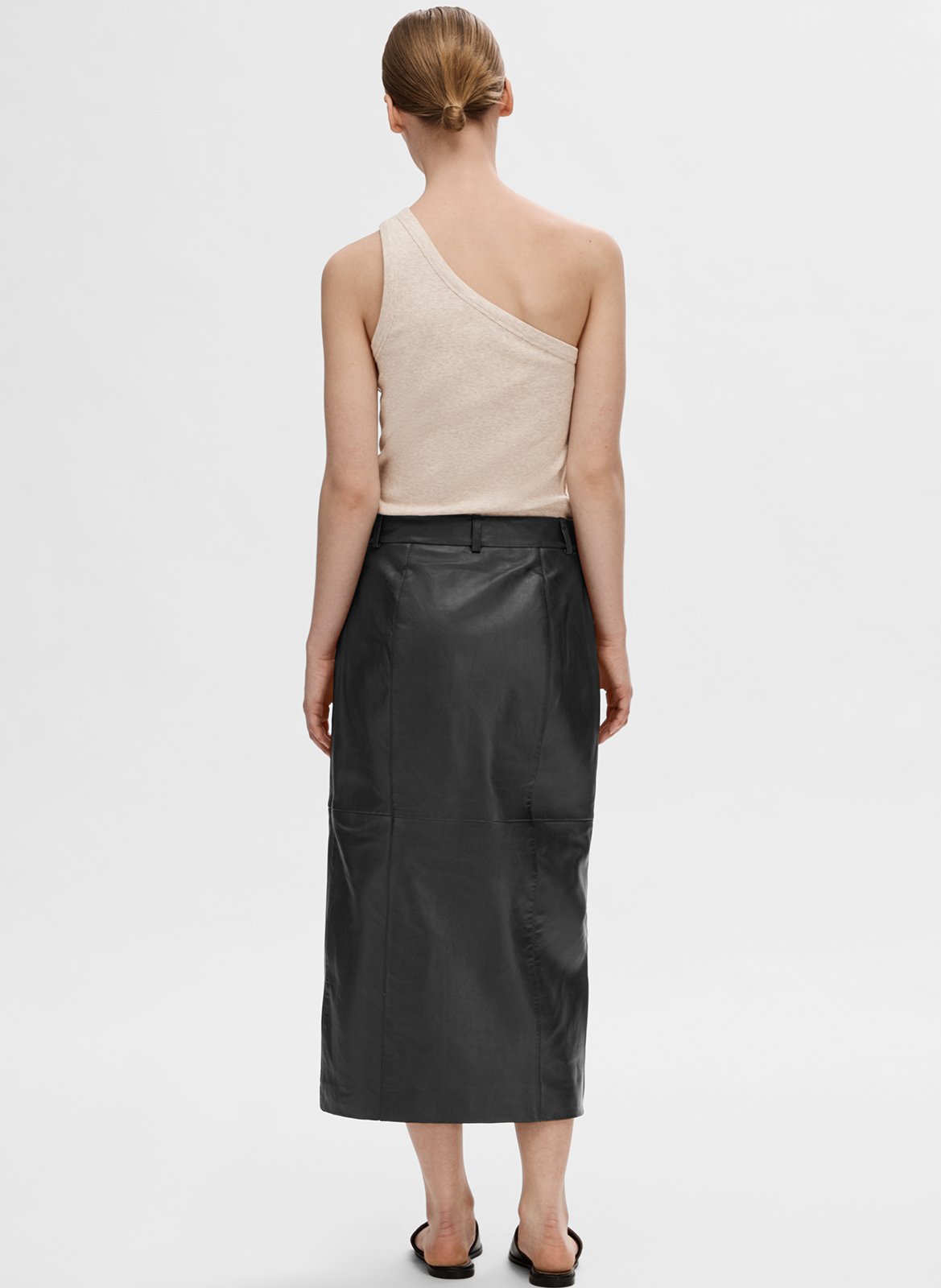 Top ajusté en coton bio mélangé Beige