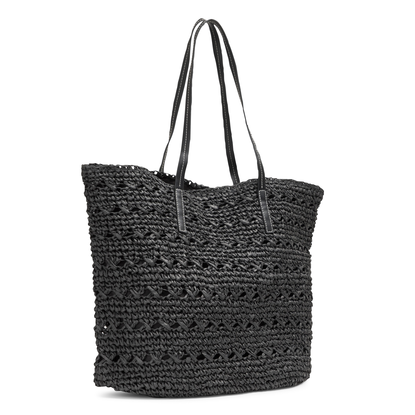 Shopper aus Stroh AU PRINTEMPS PARIS Schwarz