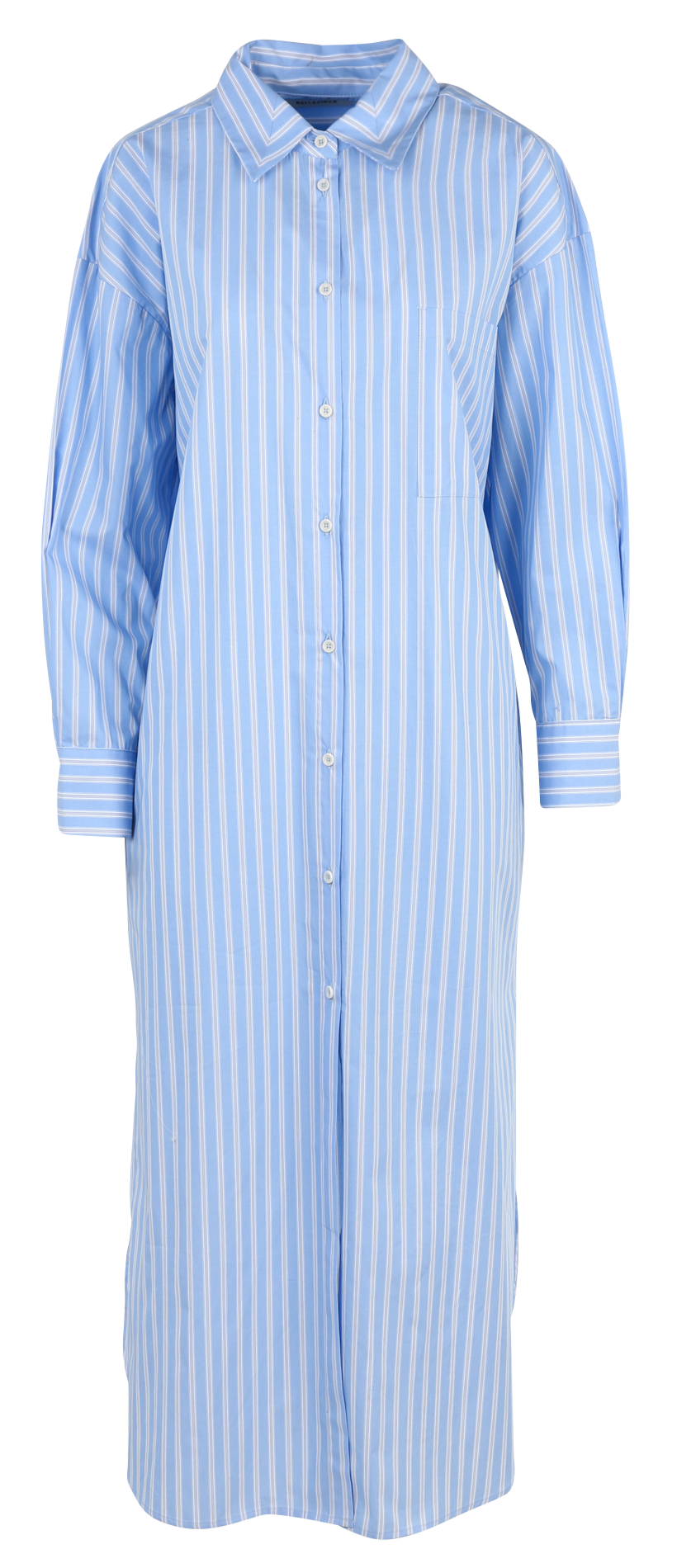 Lange, katoenen jurk met klassieke kraag BELLEPIECE Blauw