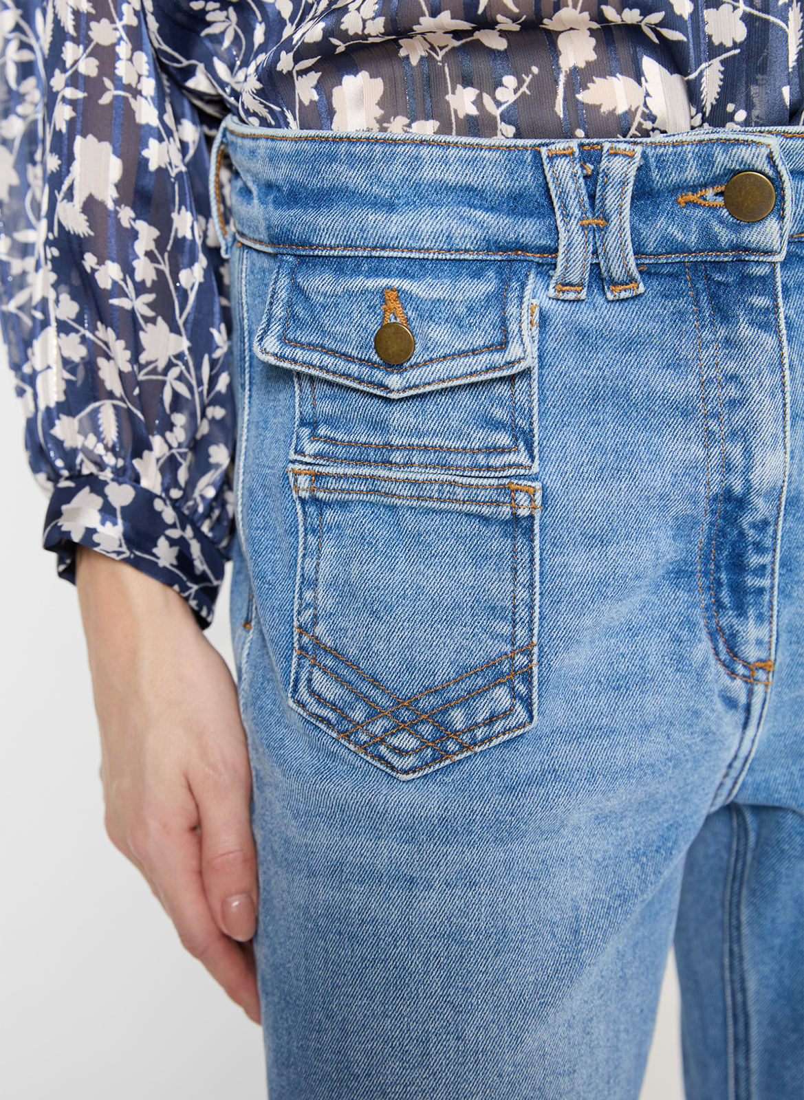 High-rise flared stonewashed cotton jeans GERARD DAREL Blue