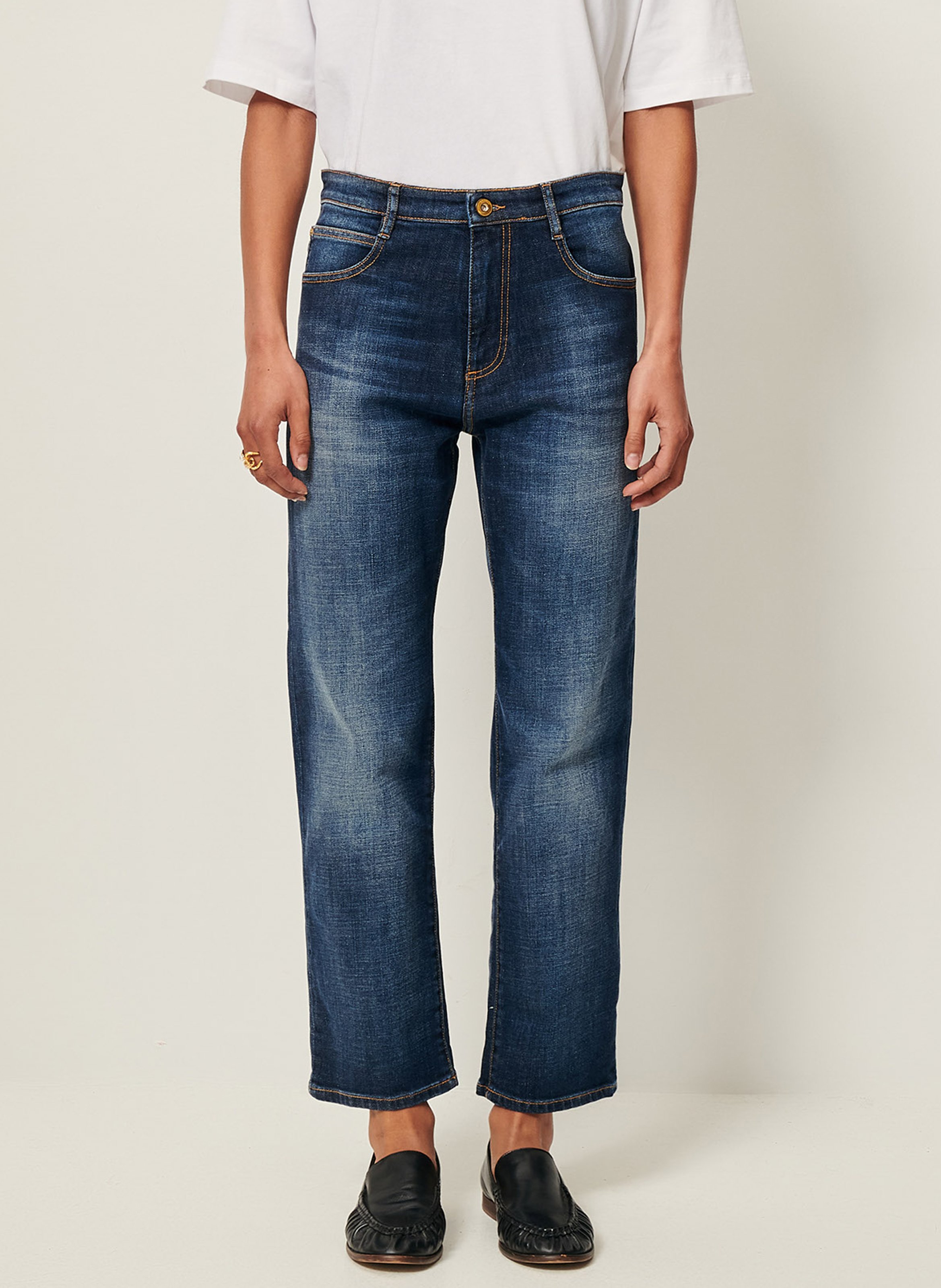 Cotton-blend straight-leg jeans SESSUN Blue