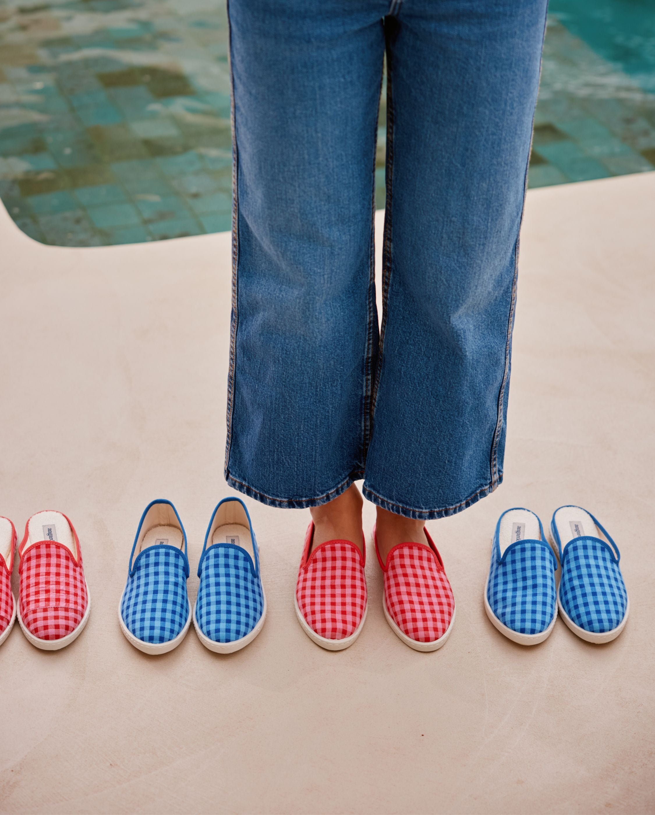 Ocean Blue Gingham Women's Mule ANGARDE Blue