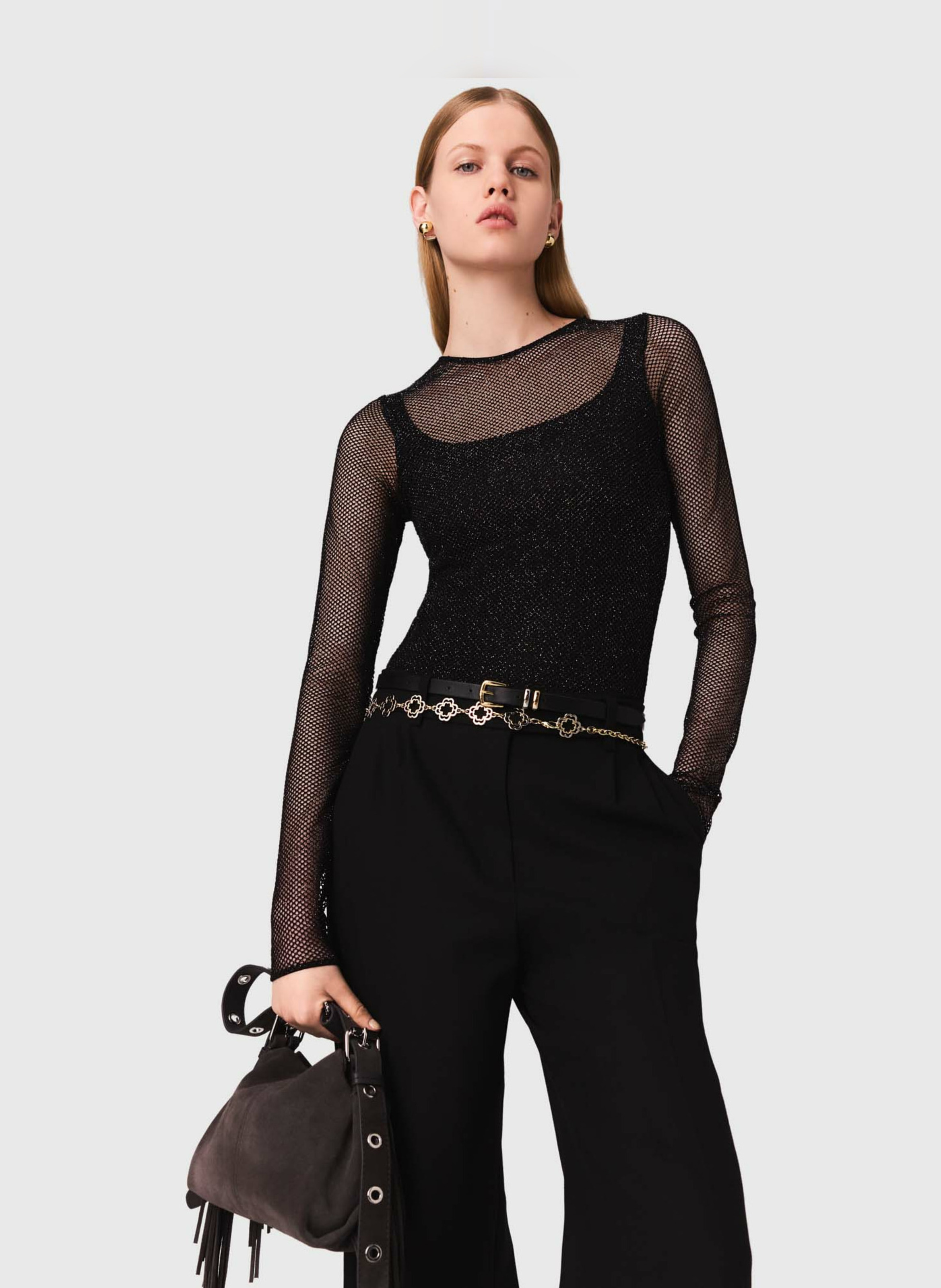 Body manches longues pailleté  MAJE Noir