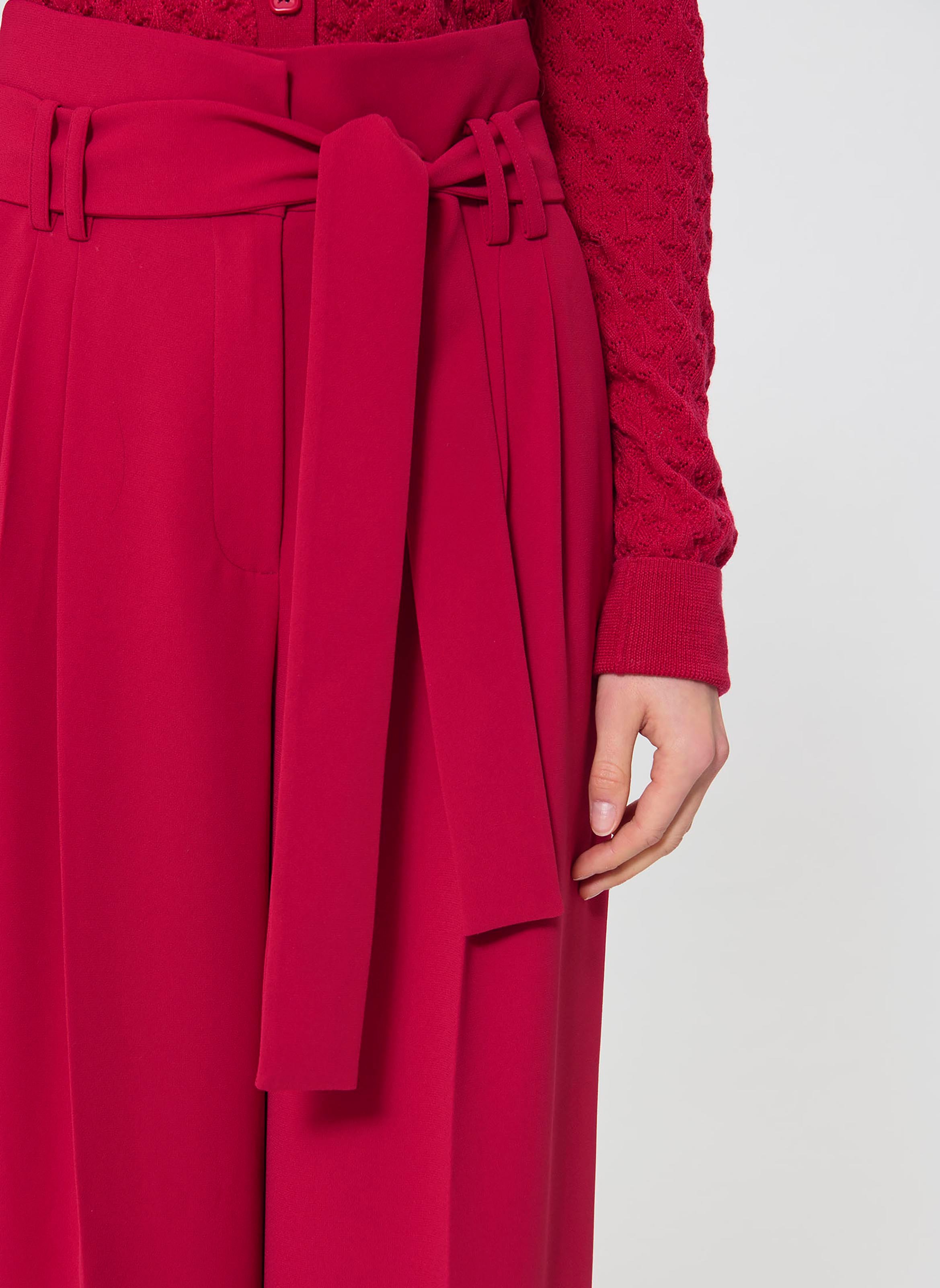 Hoge taille broek met ceintuur in effen kleur TARA JARMON Rood