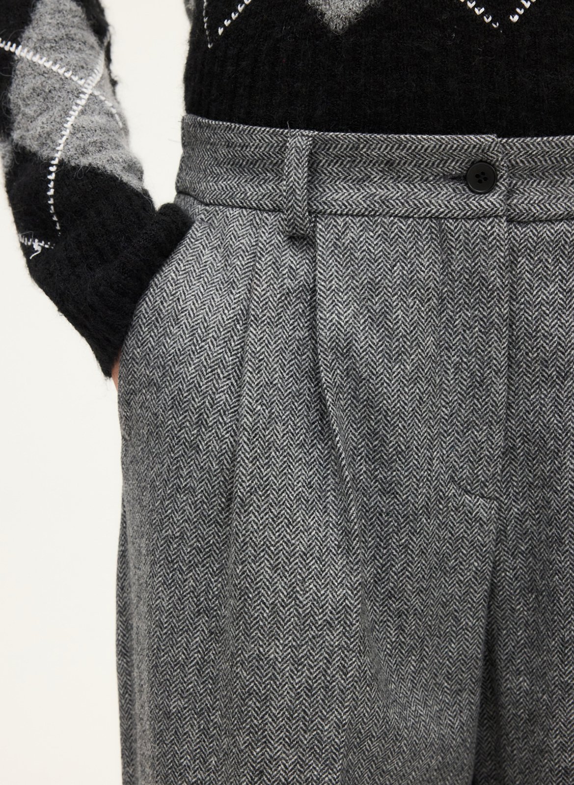 Declic wool-blend loose-fit trousers PABLO Grey
