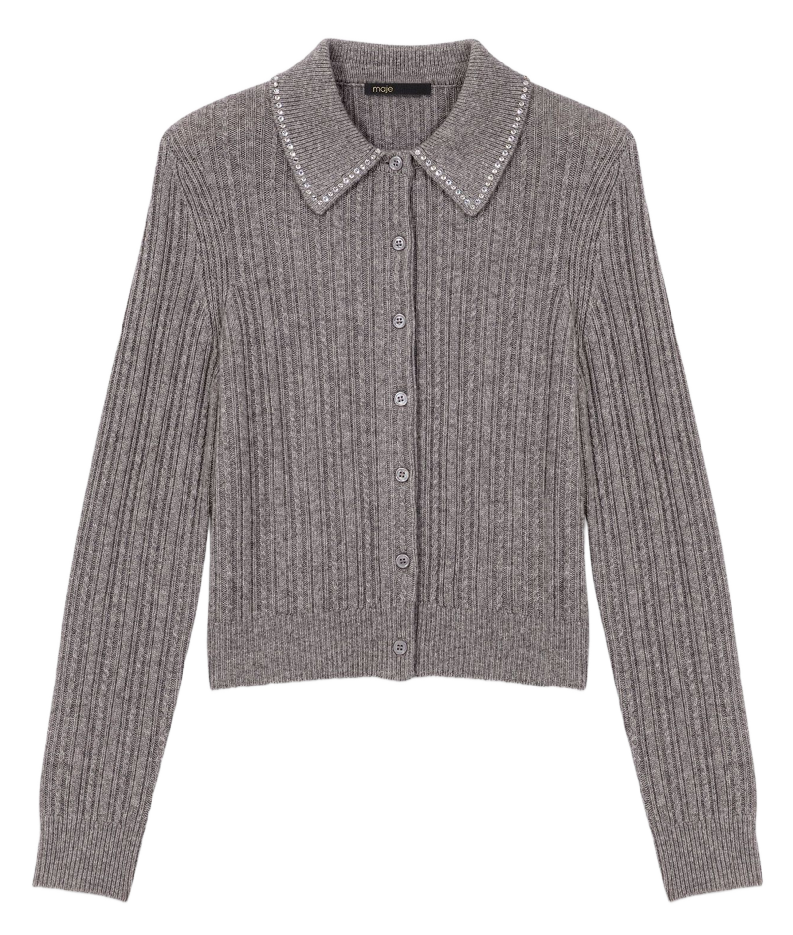 Wollen vest met klassieke kraag MAJE Grijs