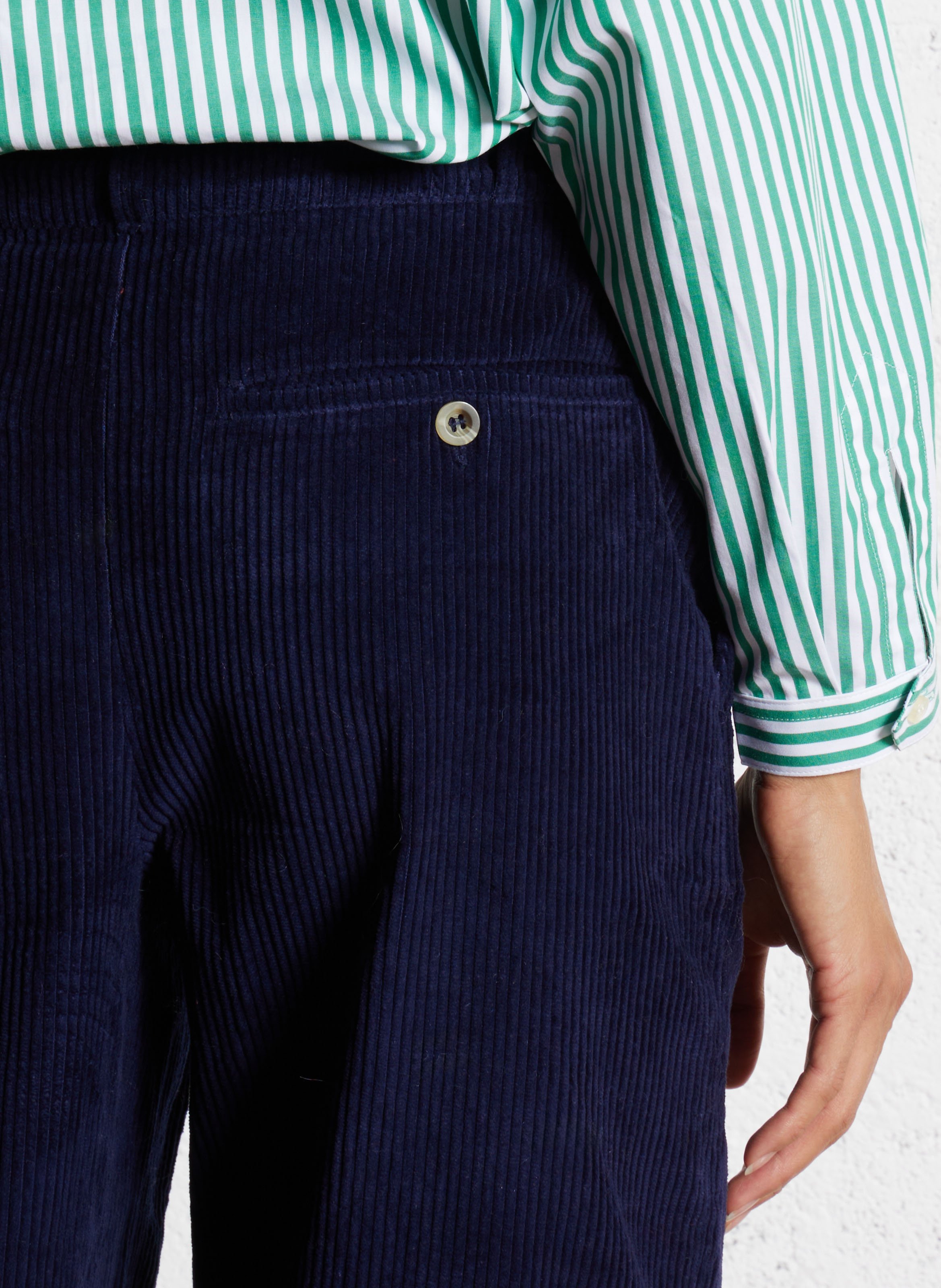 Pantalon large en velours côtelé LEON & HARPER Bleu