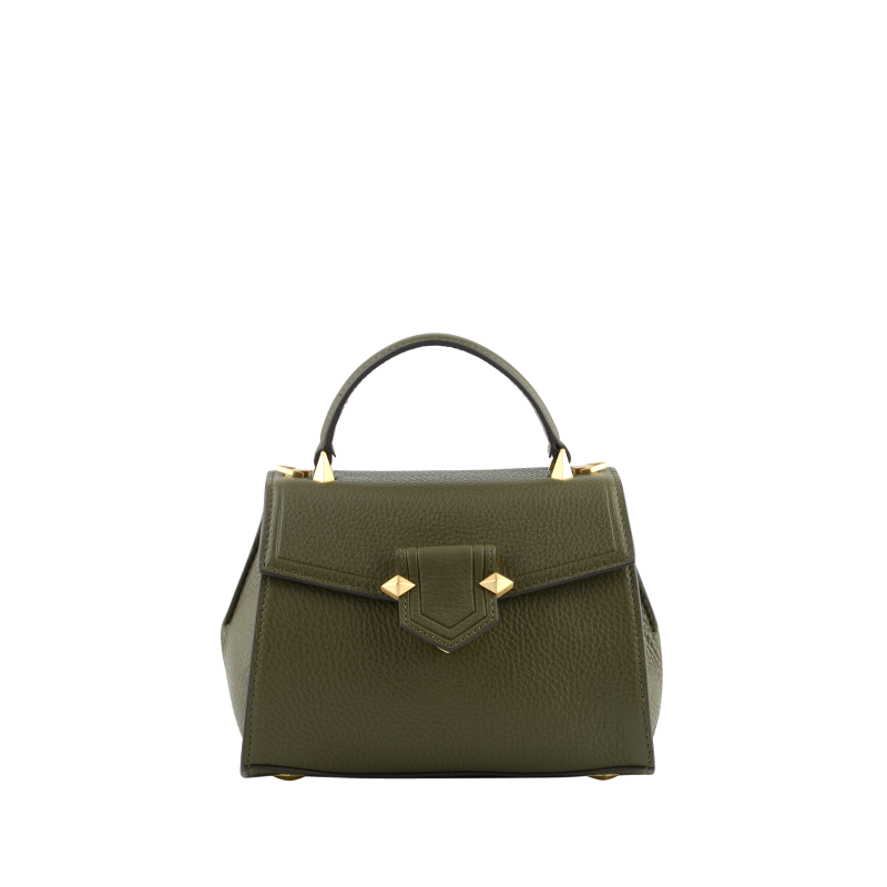 Handbag - grained calf leather POURCHET Khaki