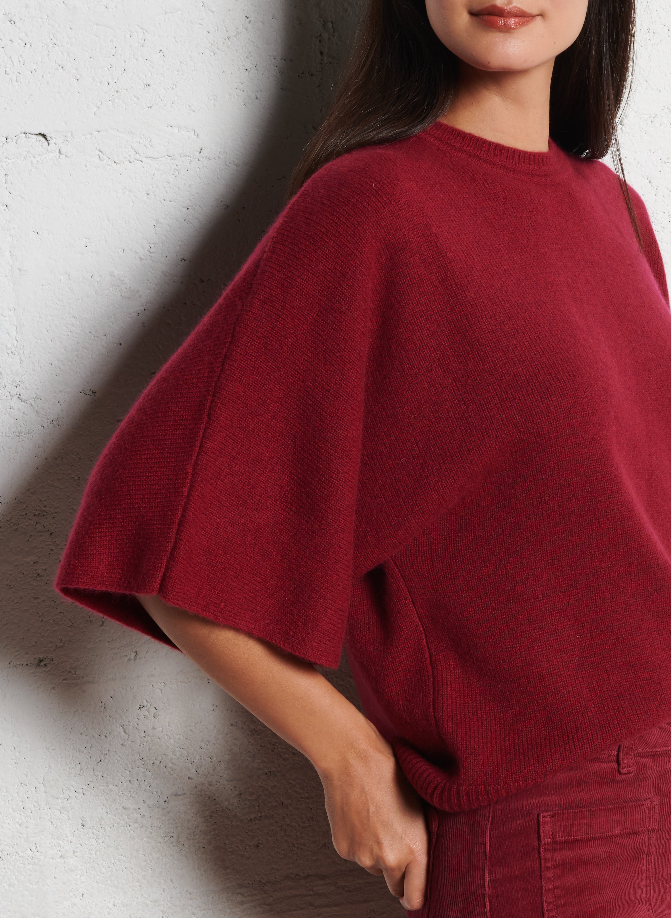 Pull manches larges en cachemire MAISON 123 Rouge