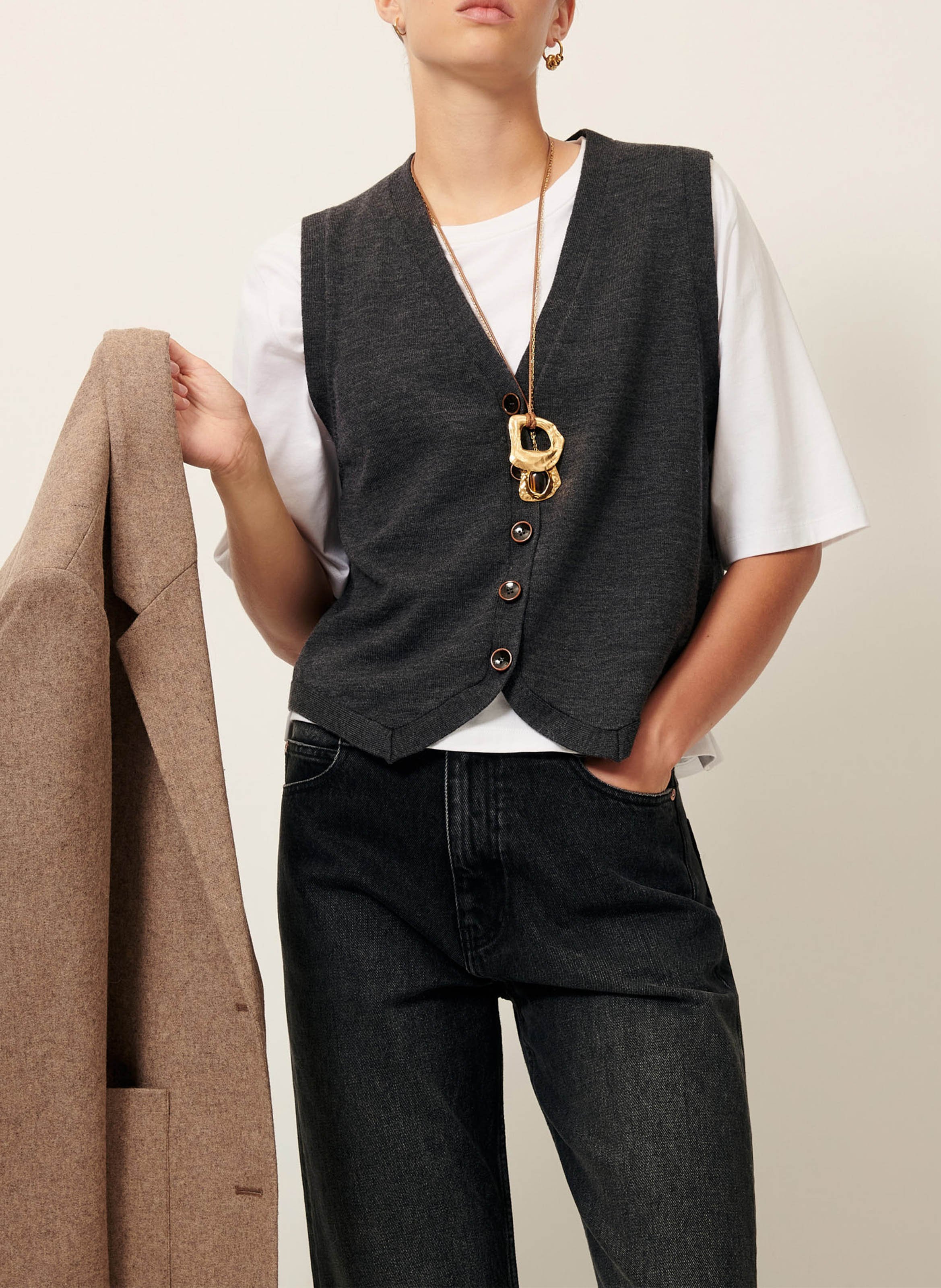 Svenland V-neck wool cardigan SESSUN Grey