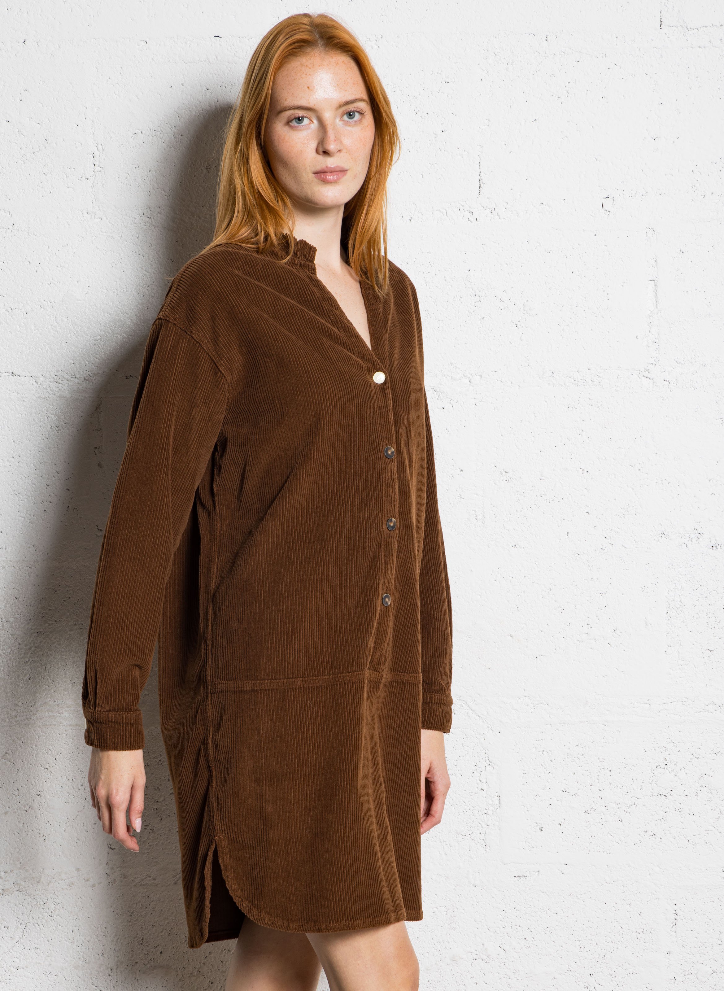 Robe courte en coton mélangé I CODE Marron