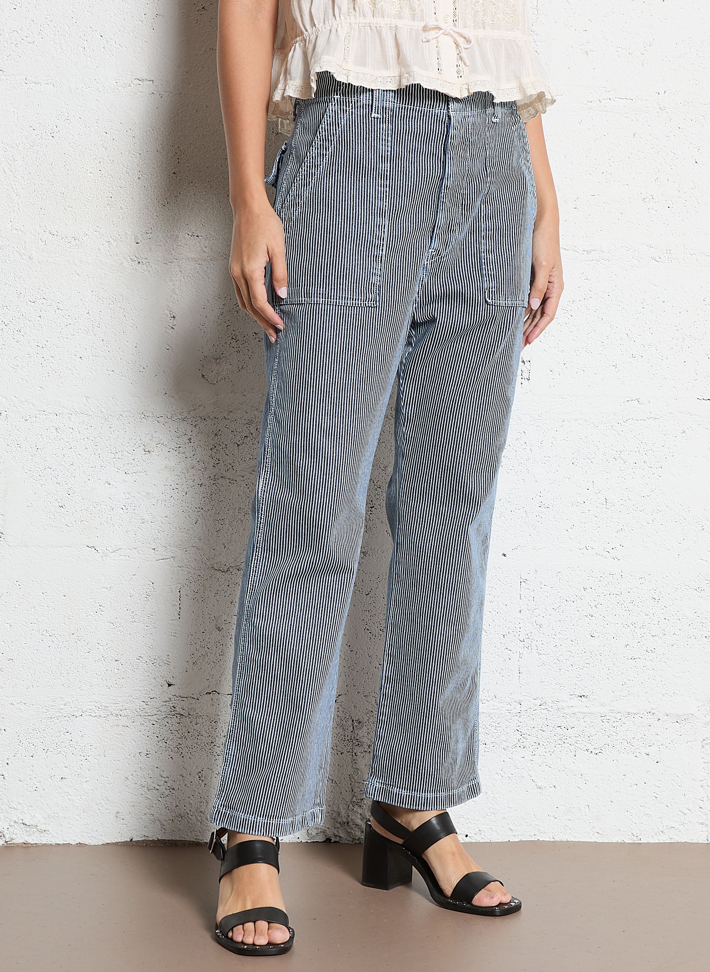 Pantalon droit en coton ACQUAVERDE Bleu