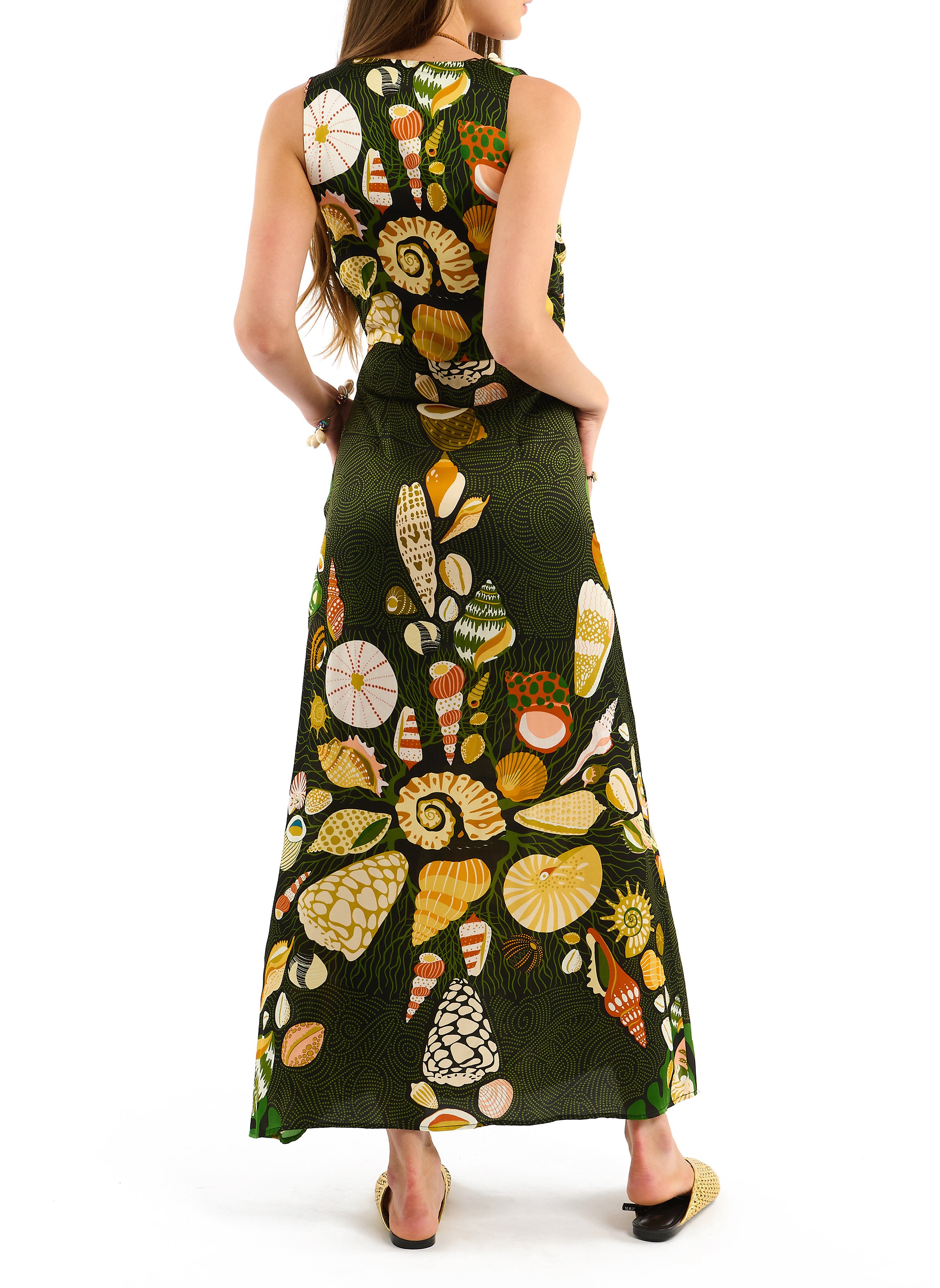 Long A-line printed dress WILD Black