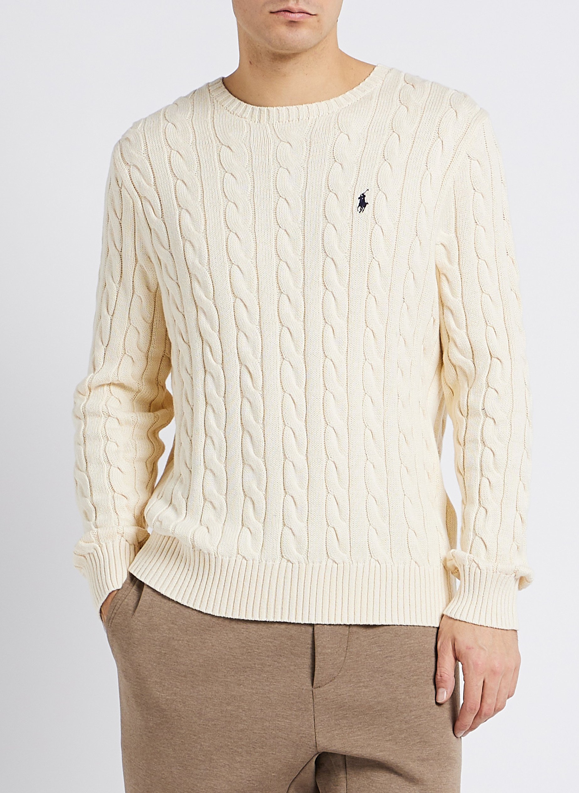 Pull col rond regular-fit en coton POLO RALPH LAUREN Beige