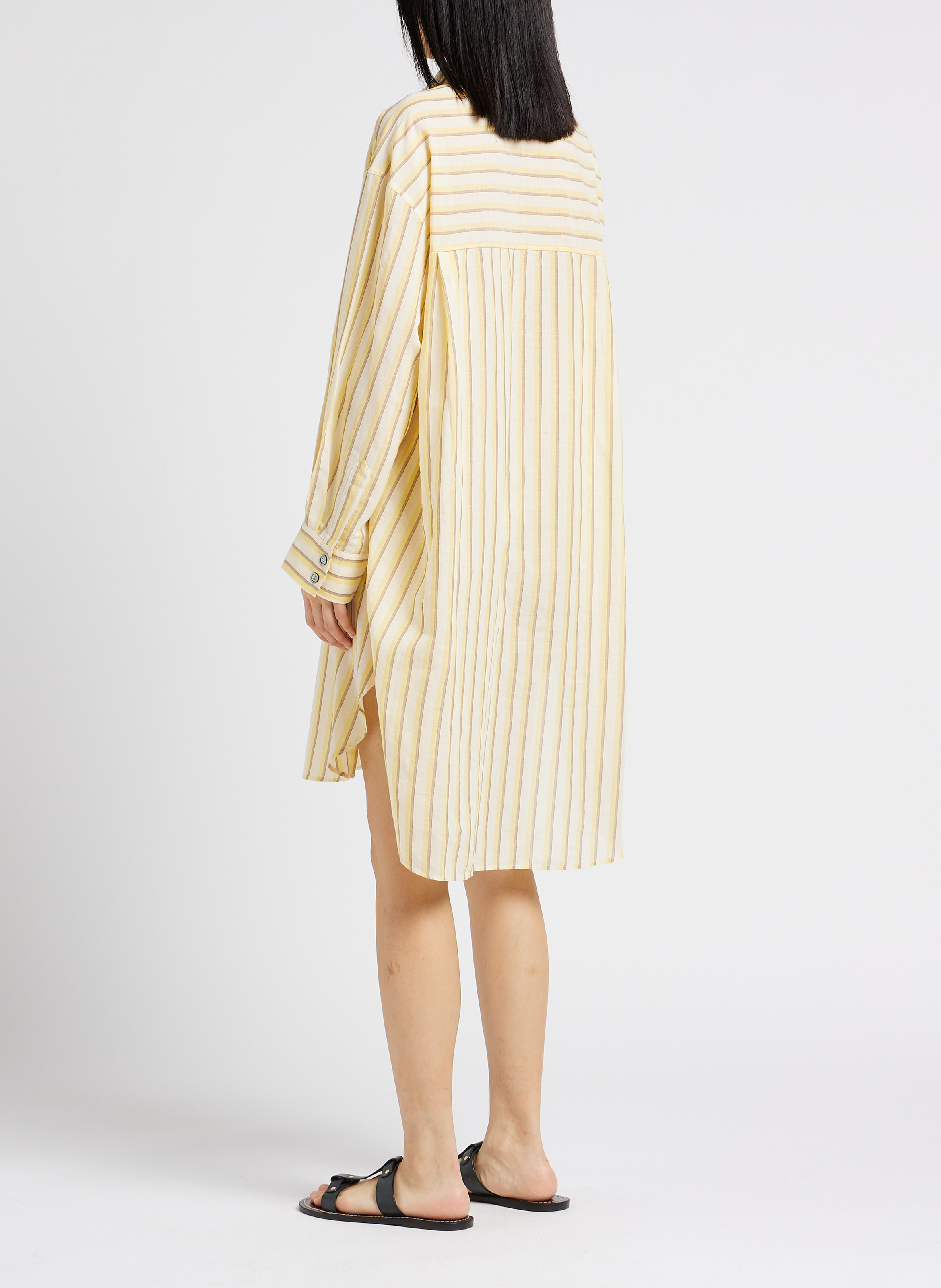 Overhemdjurk met klassieke kraag | katoenblend POMANDERE Gestreepte