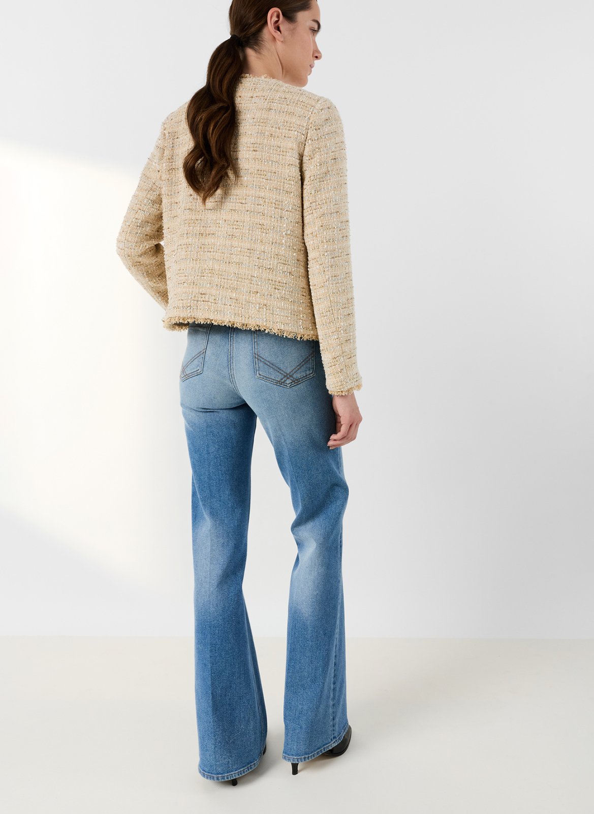 Chaqueta corta de mangas largas en tweed GERARD DAREL Beige