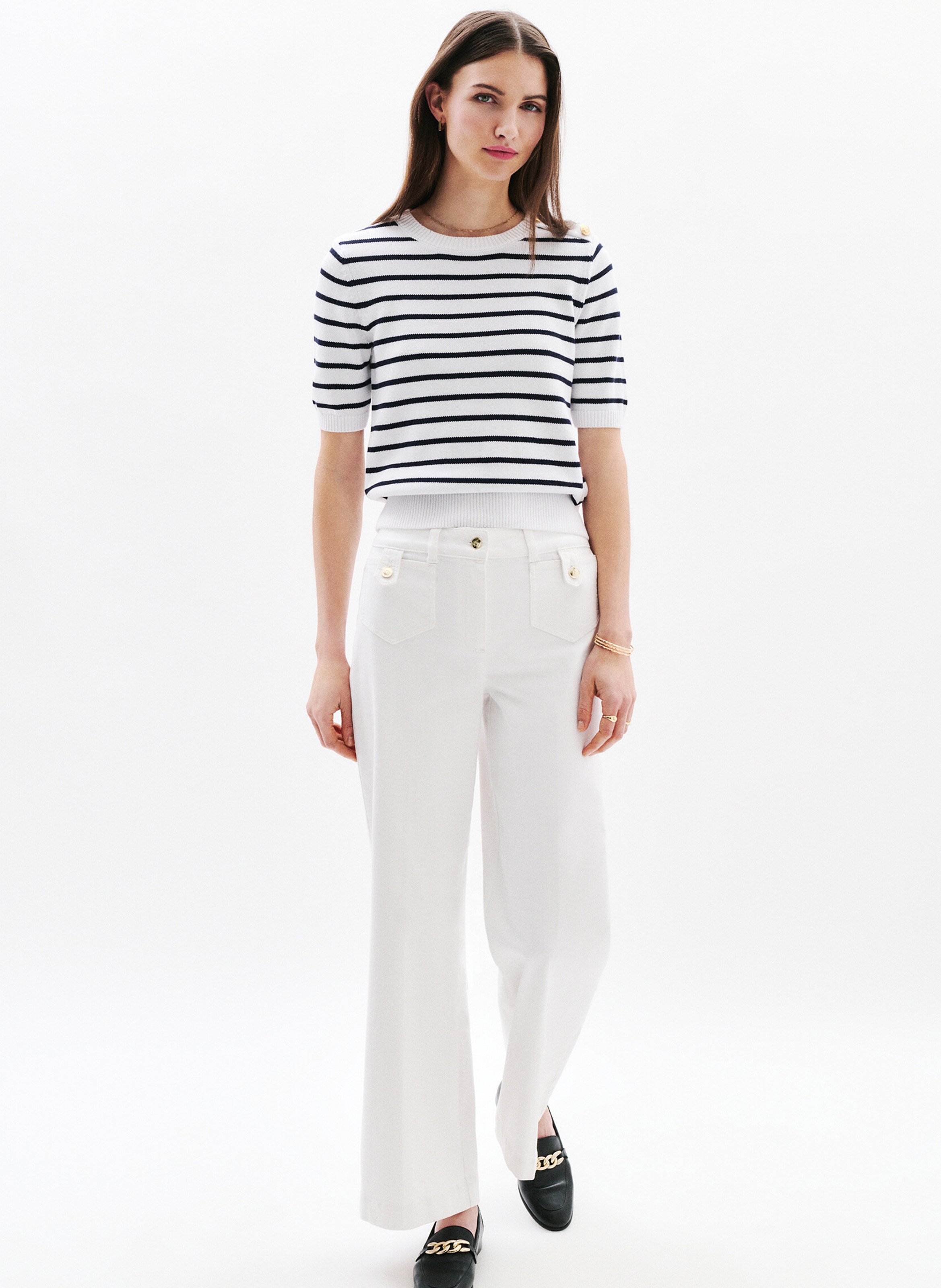 Wijde broek in effen kleur met zakken CAROLL Wit