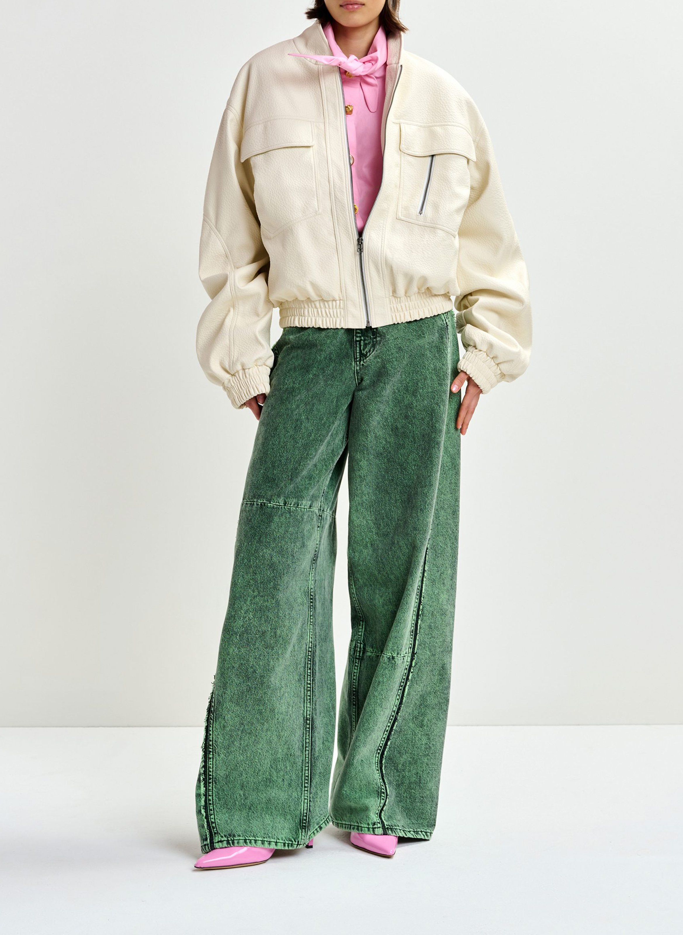 Oversized shirt with extended plain collar ESSENTIEL ANTWERP Pink