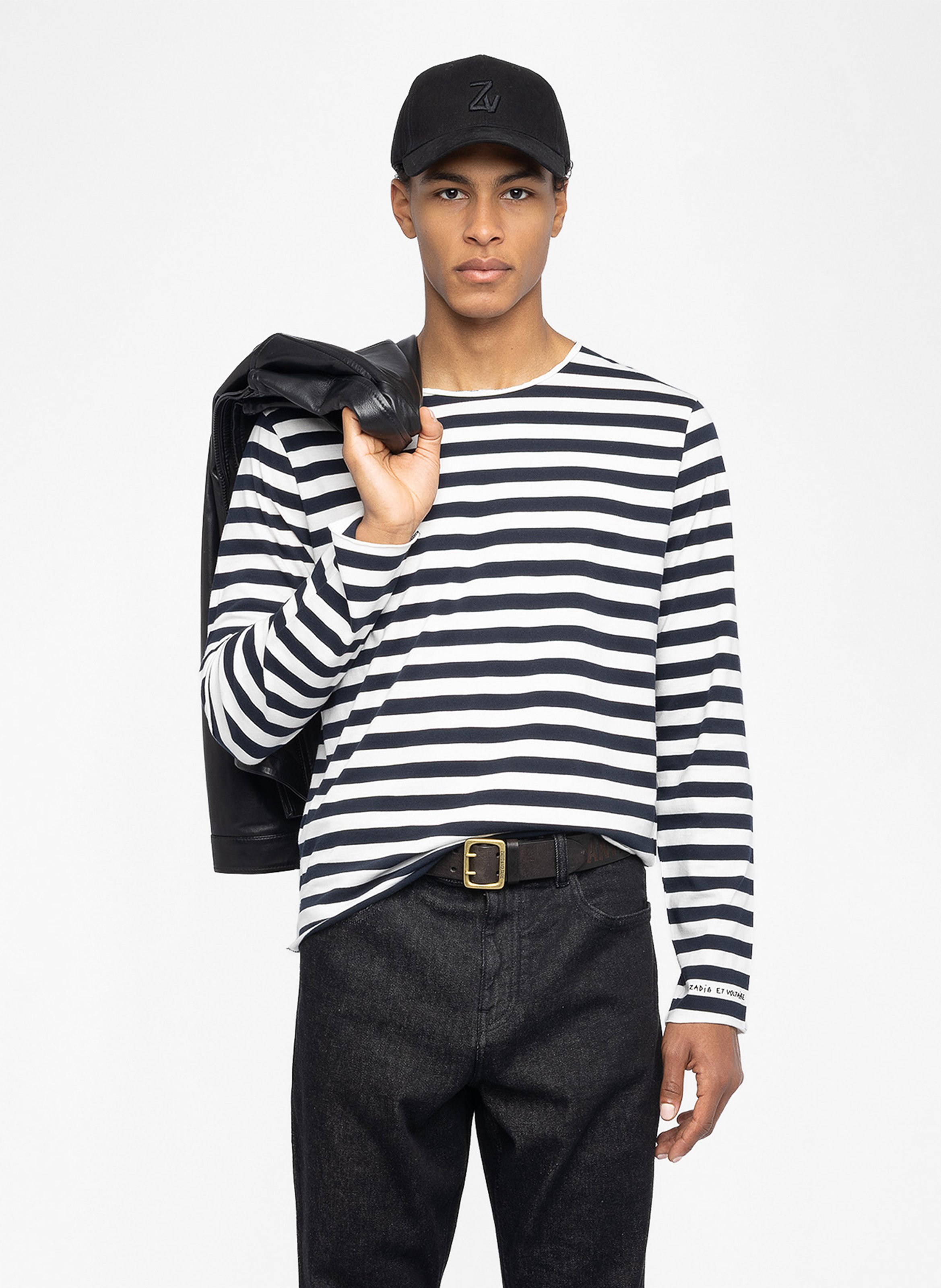 Straight round neck striped cotton t-shirt ZADIG&VOLTAIRE Blue