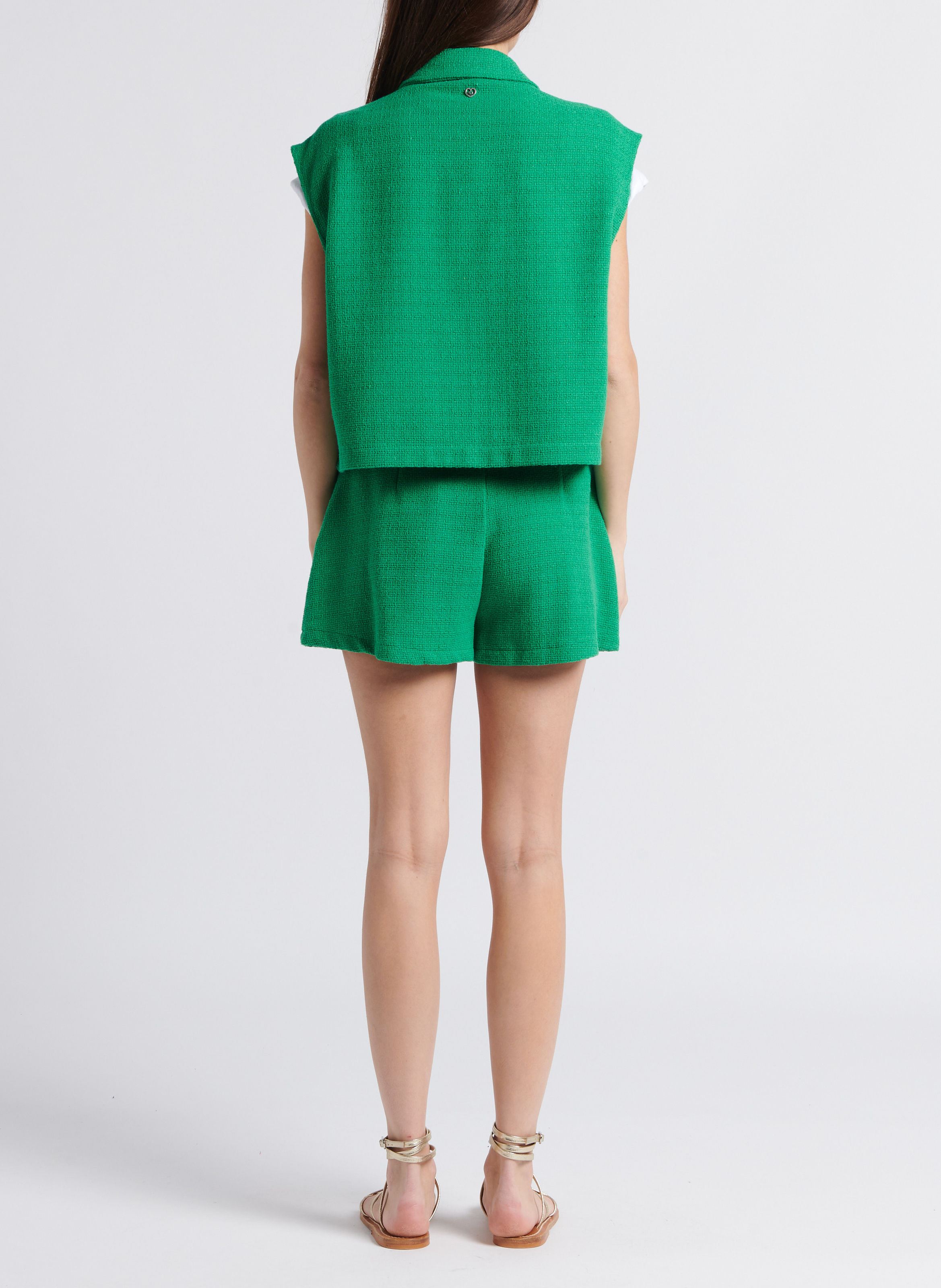Short droit en coton mélangé PLEASE Vert