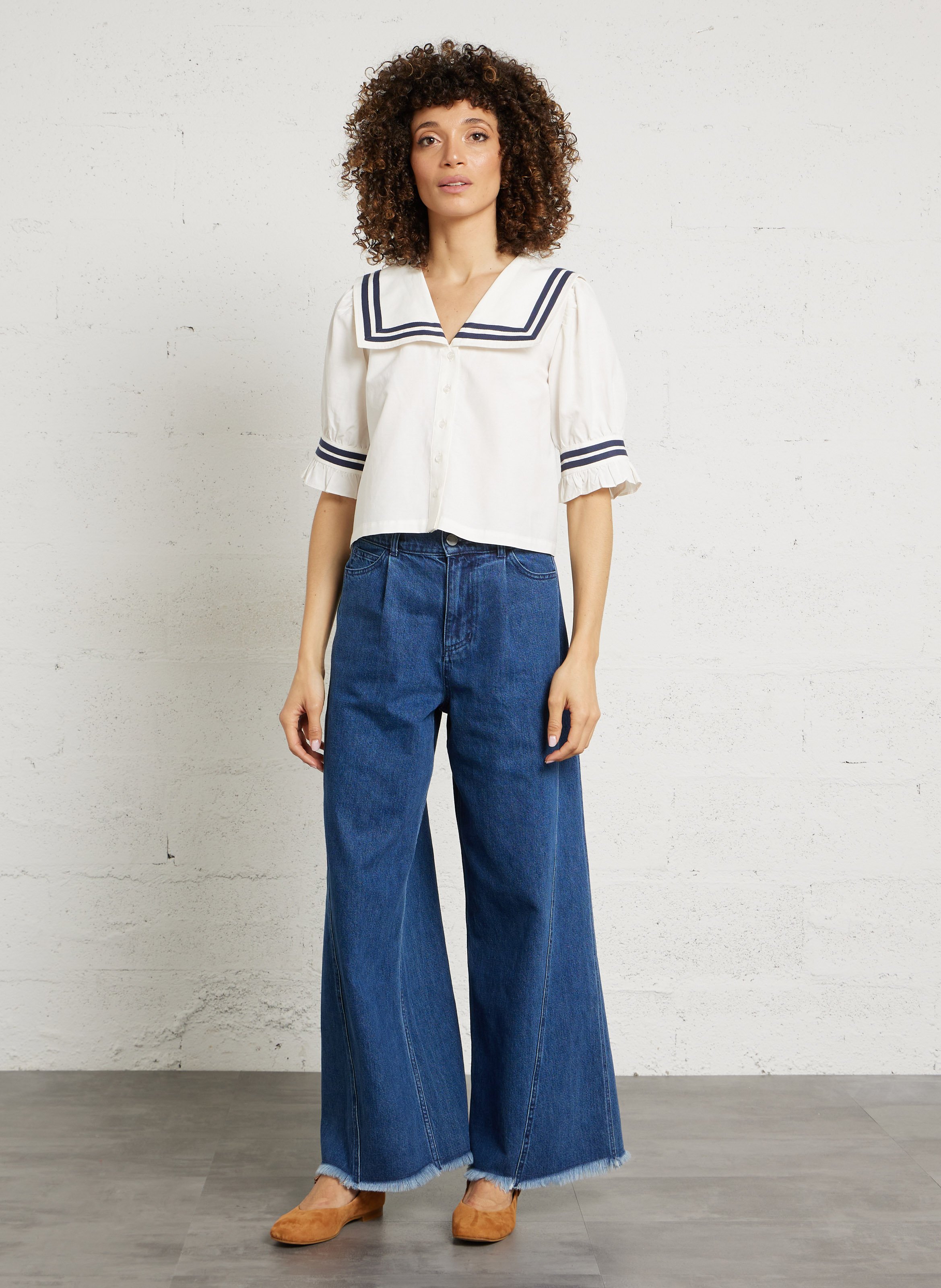 Ballerines suédées à bride en cuir BOCAGE Marron