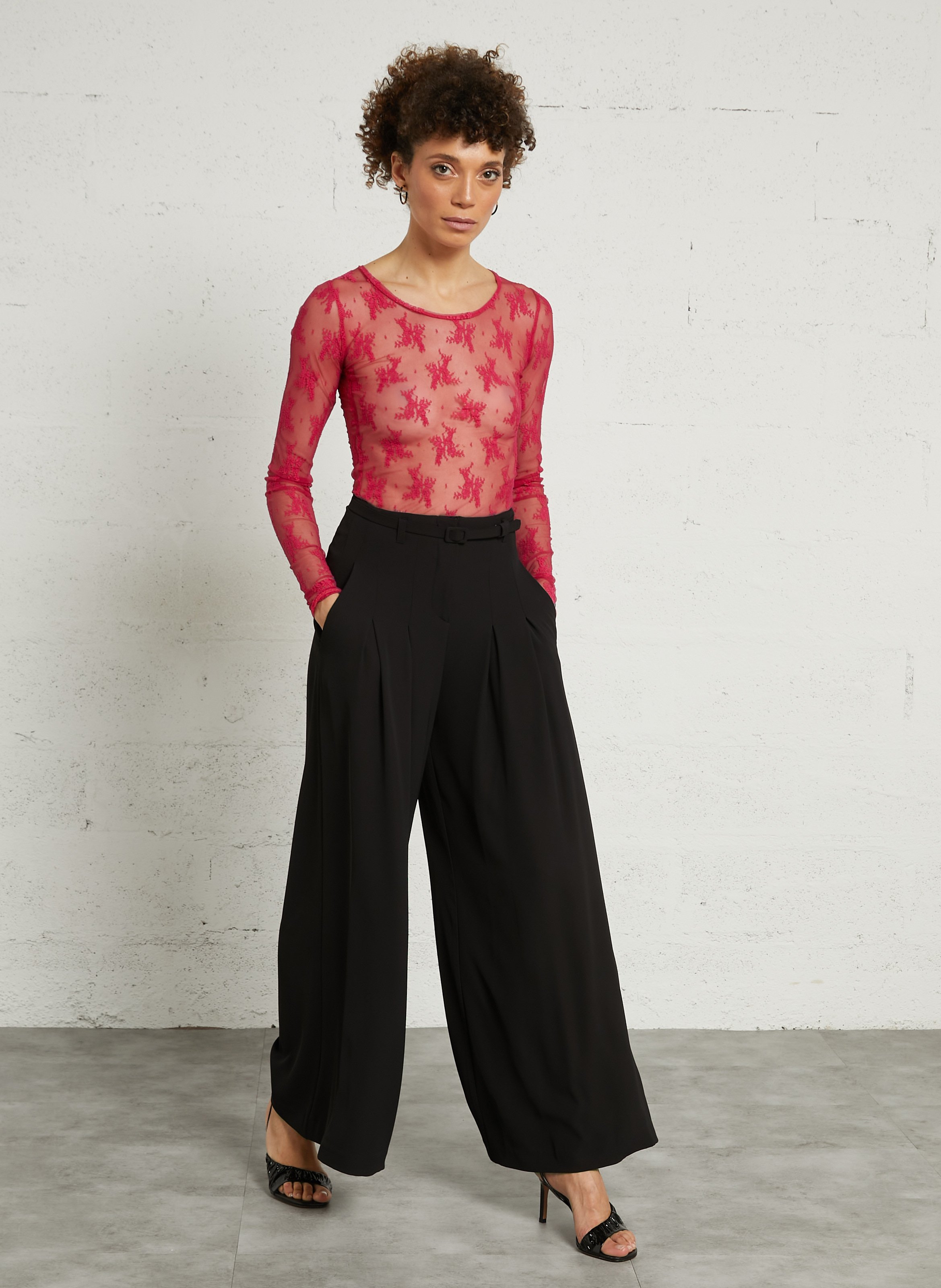 T-Shirt mit Rundhalsausschnitt und Spitze IMPERIAL Rosa