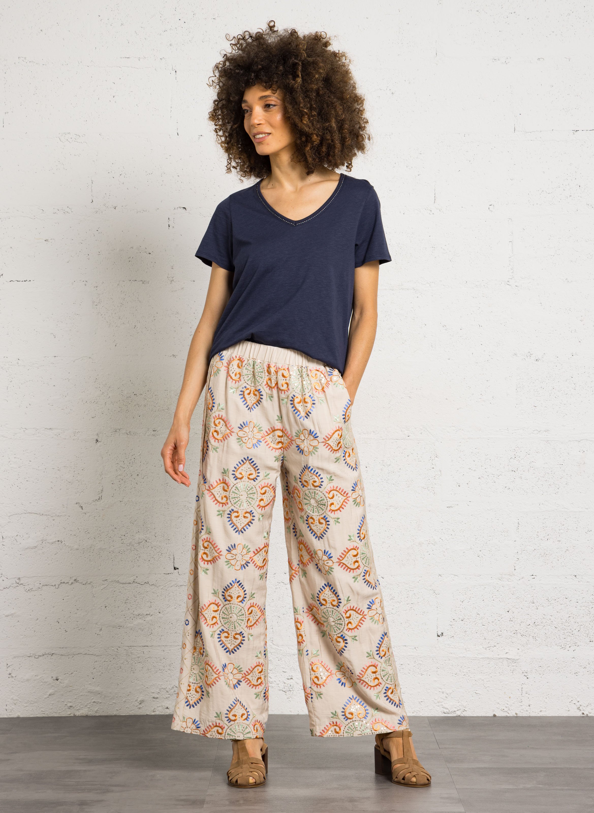 Flache Leder-Mules BOCAGE Beige