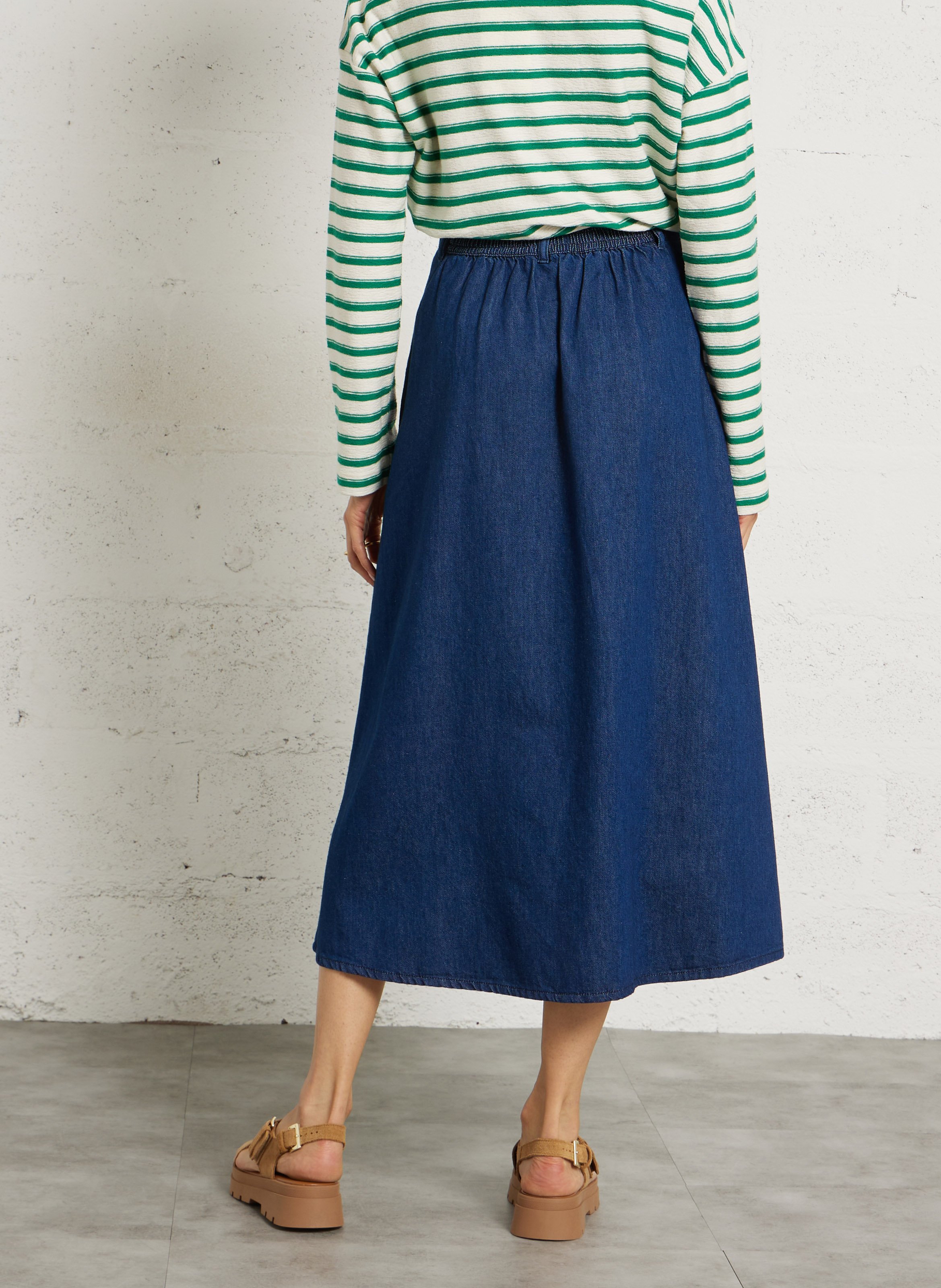 Anaïs cotton midi skirt DES PETITS HAUTS Blue