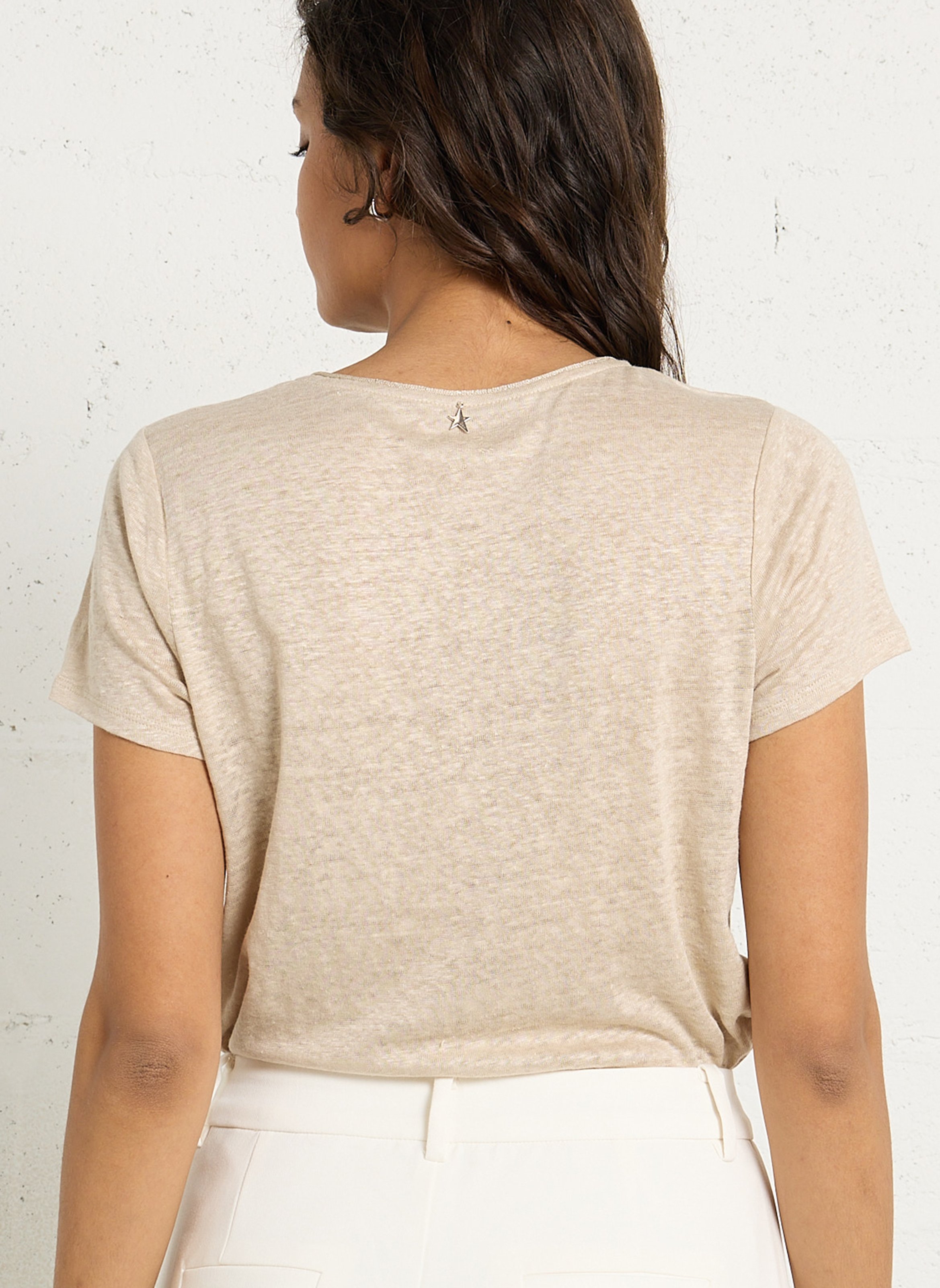 Feiner Leinenpullover mit V-Ausschnitt SUD EXPRESS Weiss