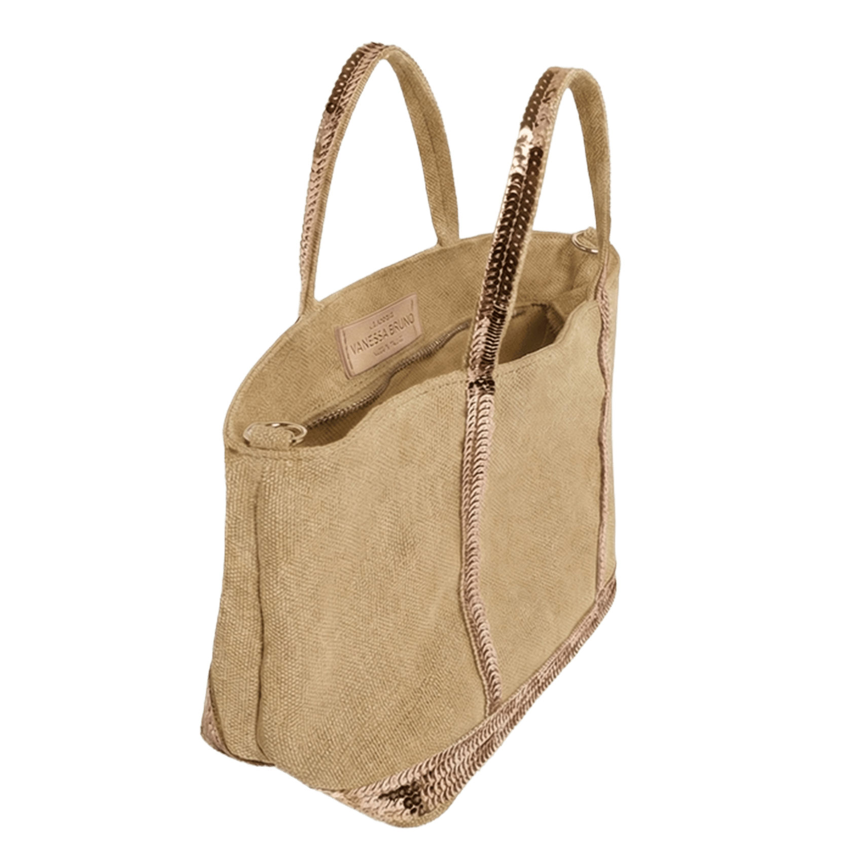 Cabas XS à sequins en lin VANESSA BRUNO Marron