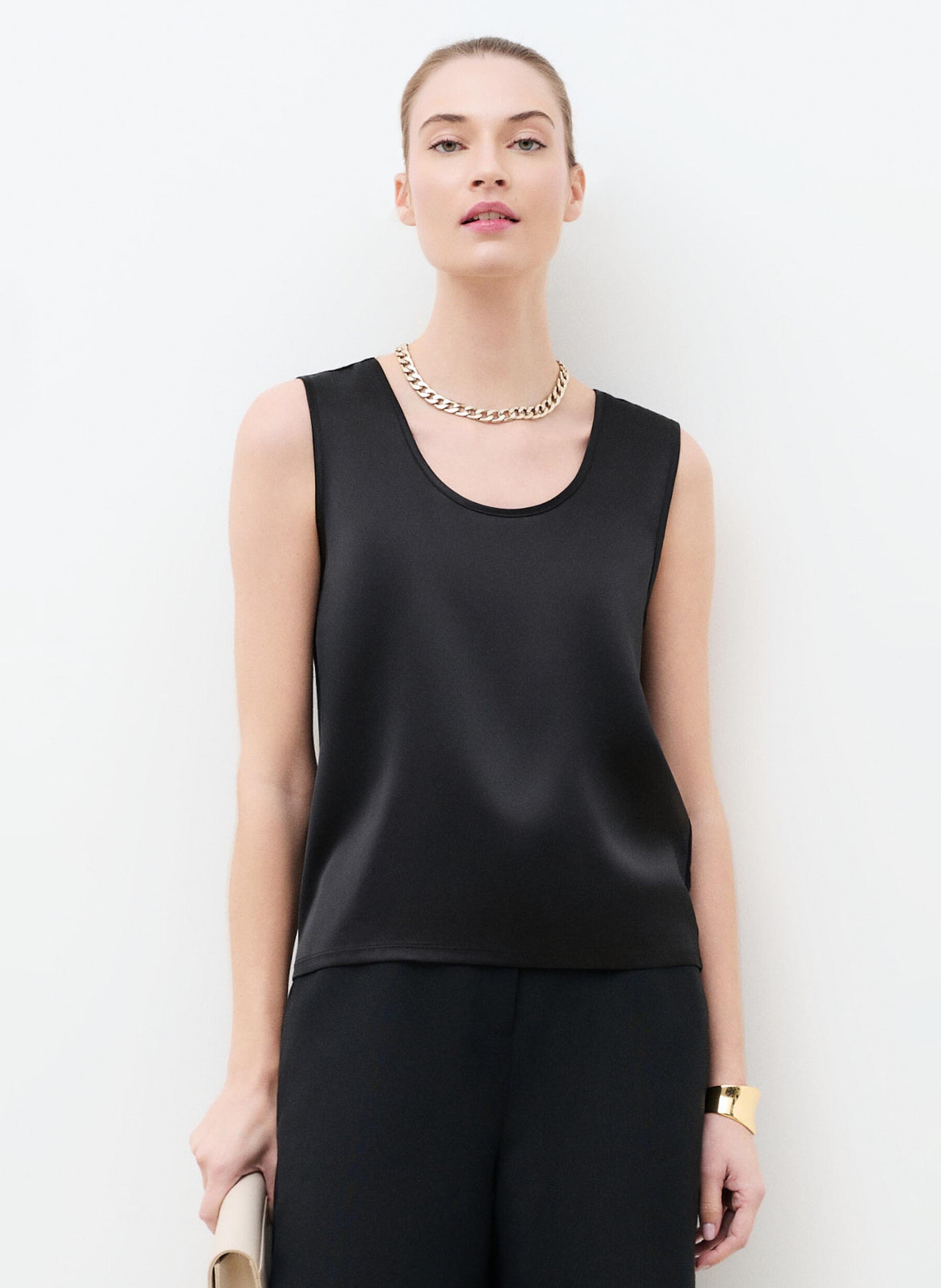 Top ample col rond satiné CAROLL