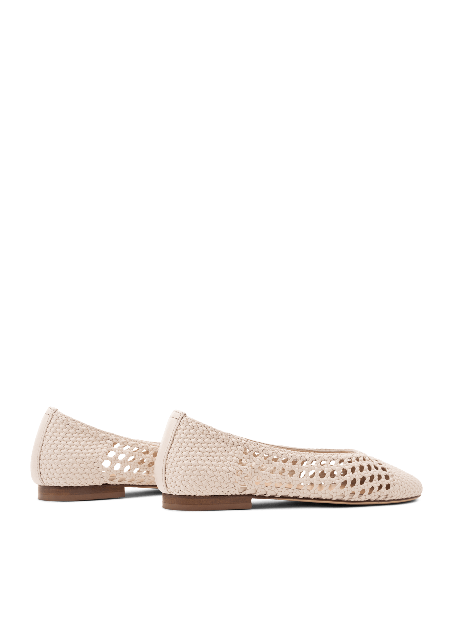 Braided nappa leather ballet flats in latte PARALLELE PARIS White